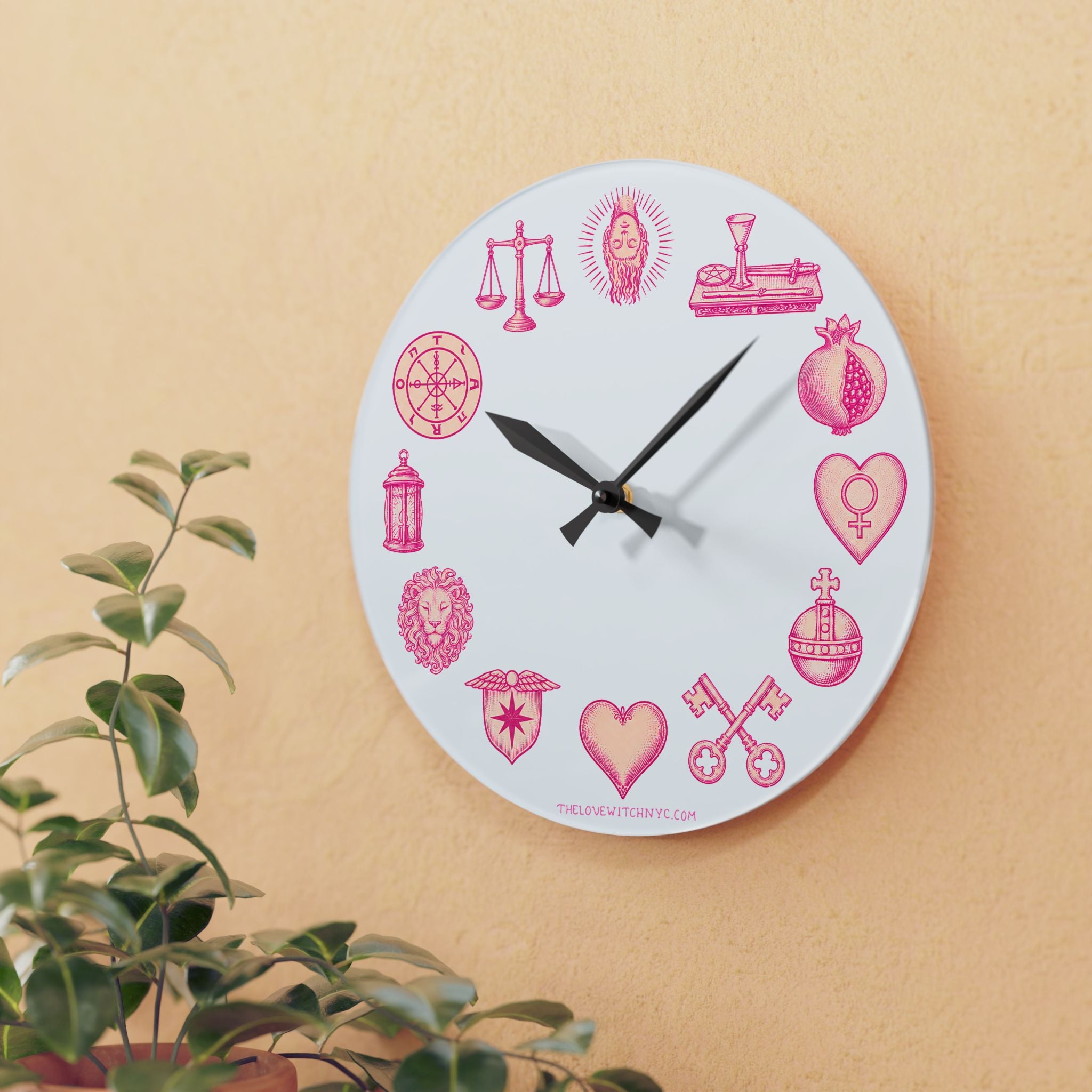 Pink Tarot Icon Wall Clock by The Love Witch