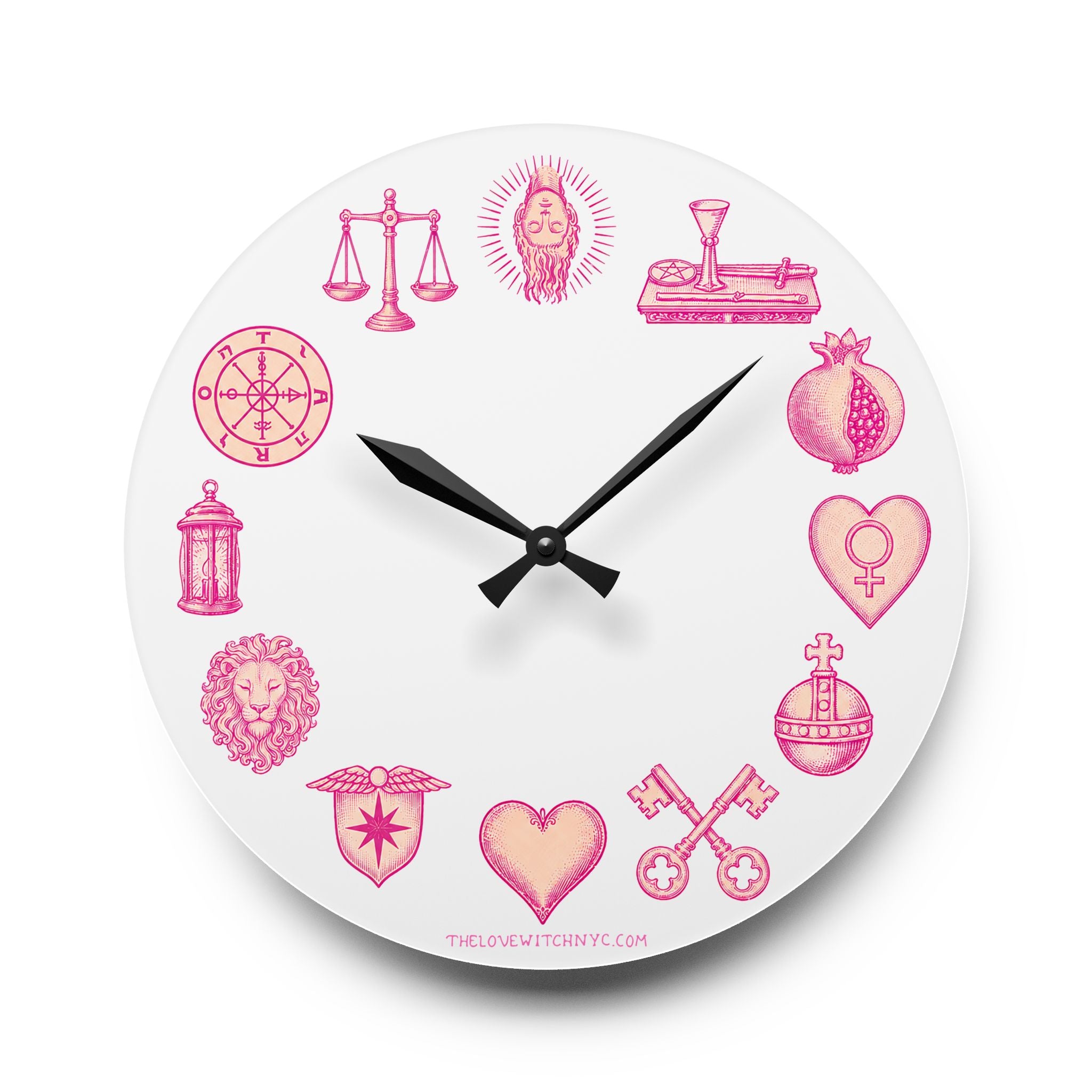 Pink Tarot Icon Wall Clock by The Love Witch