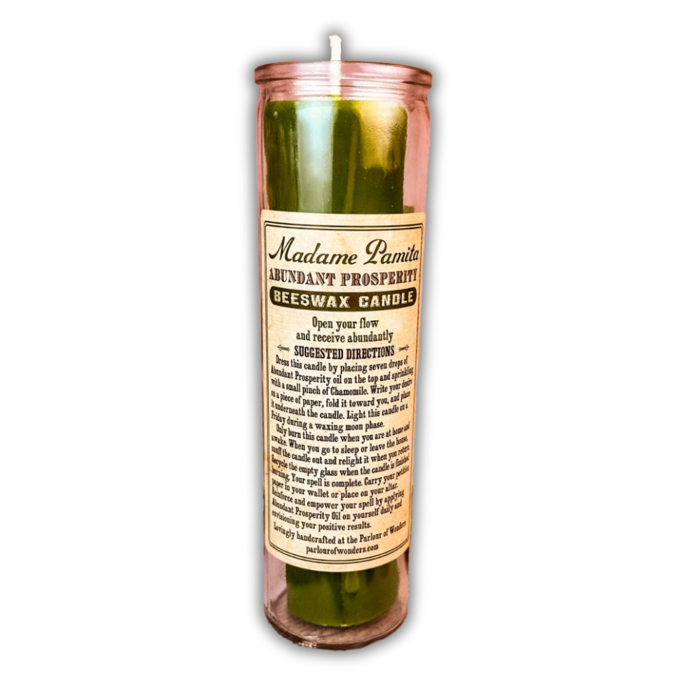 Abundant Prosperity Beeswax Vigil Spell Candle - Easy Money Magic