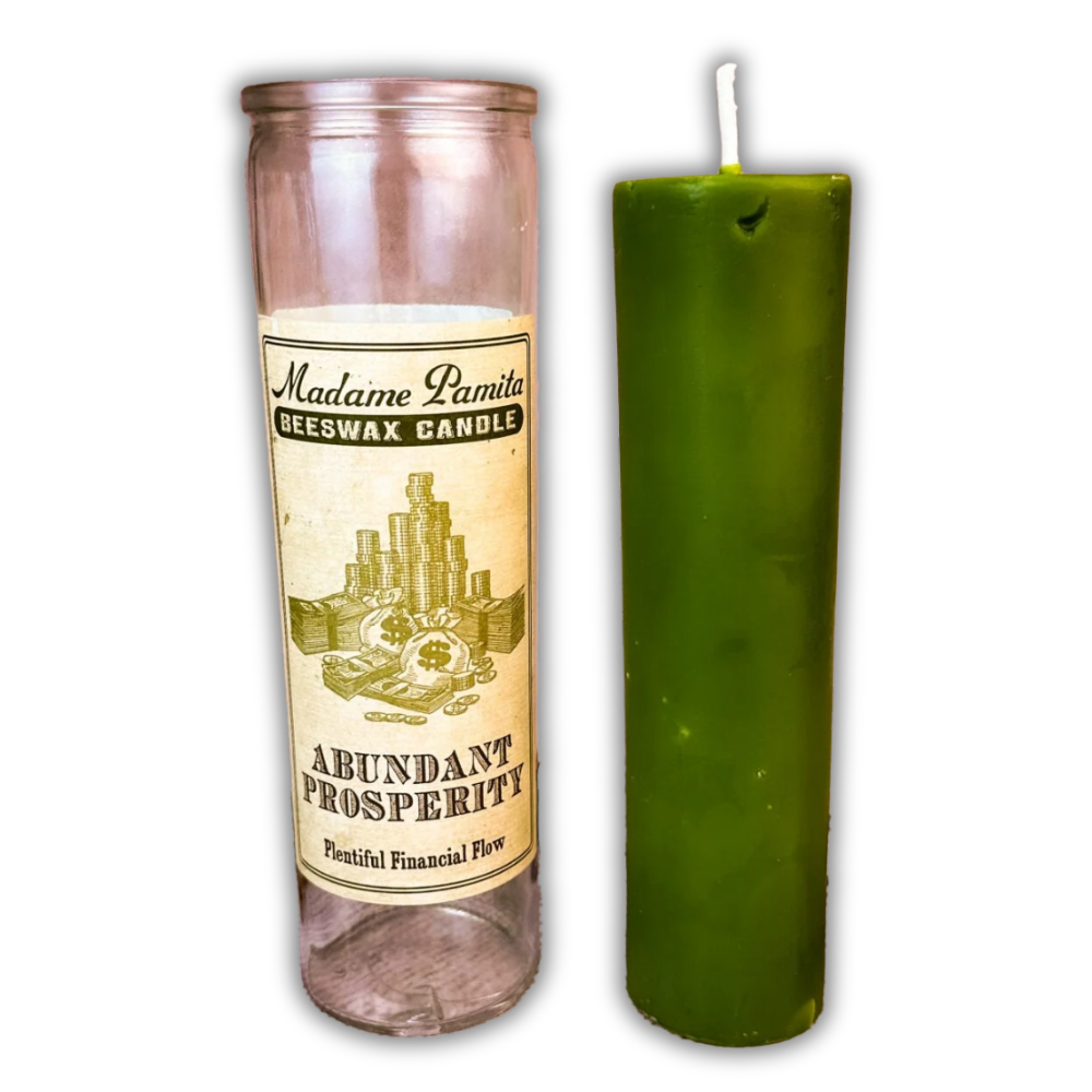 Abundant Prosperity Beeswax Vigil Spell Candle - Easy Money Magic