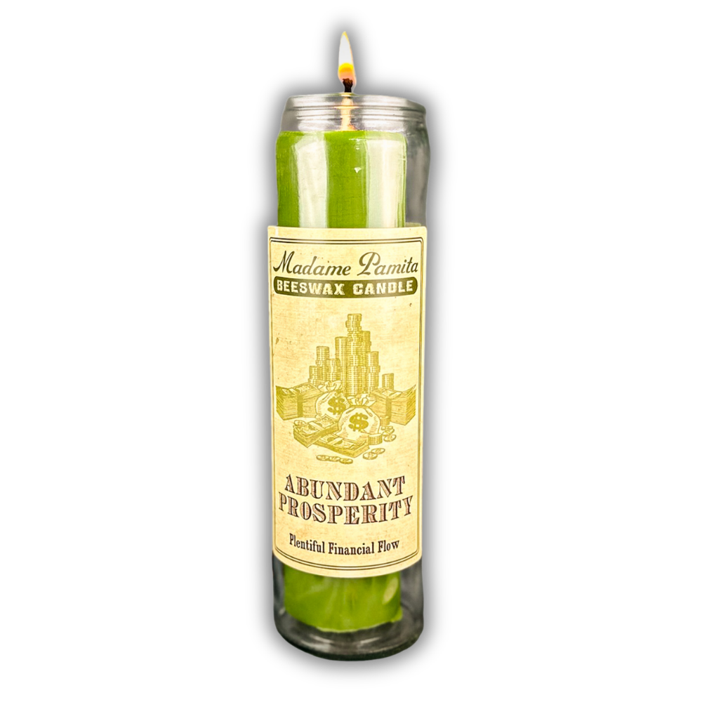 Abundant Prosperity Beeswax Vigil Spell Candle - Easy Money Magic