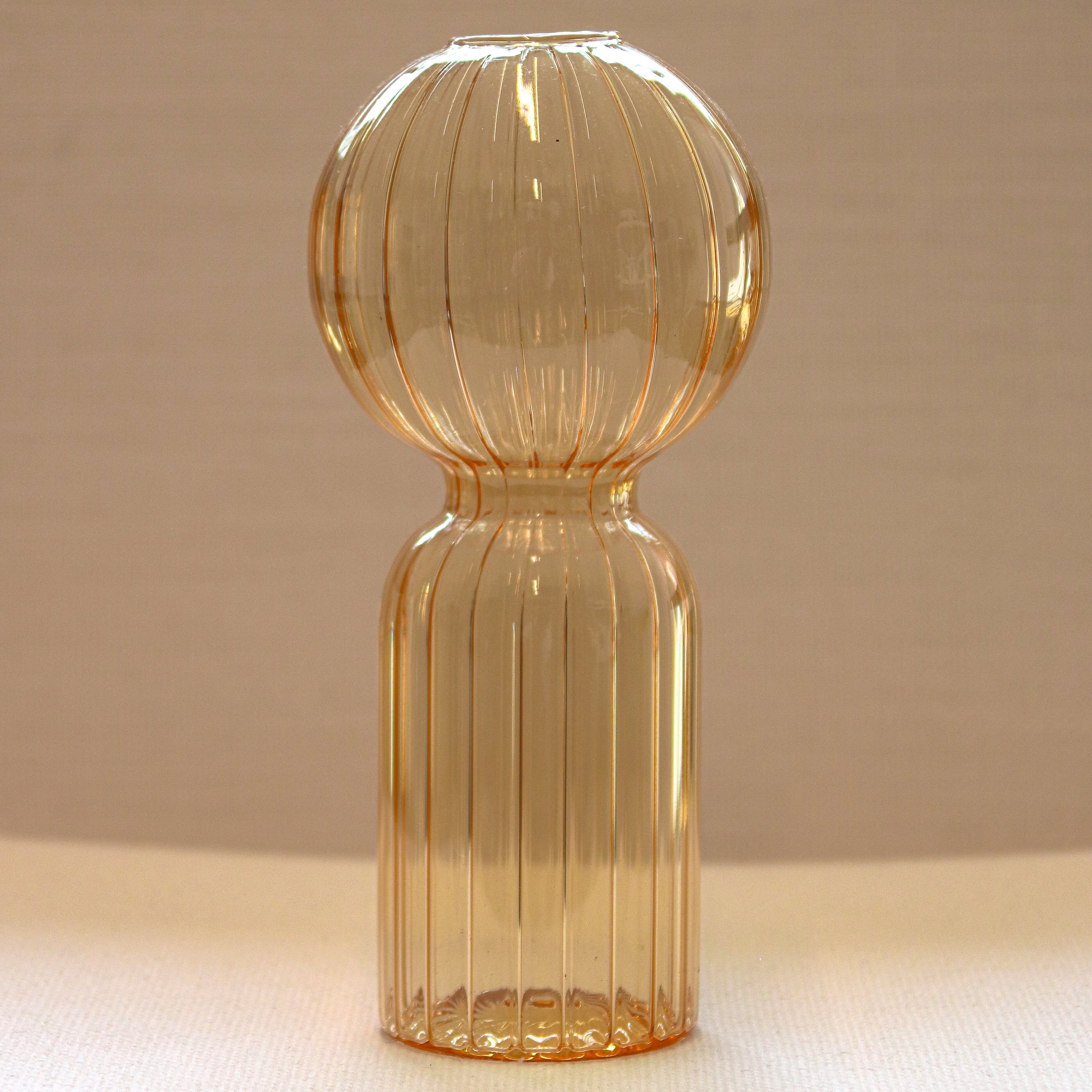 Apricot Ribbed Vase - Pair