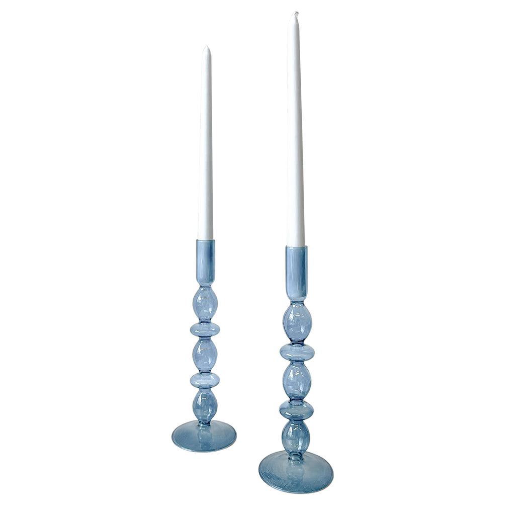 Azure Blue Candle Holder - Pair