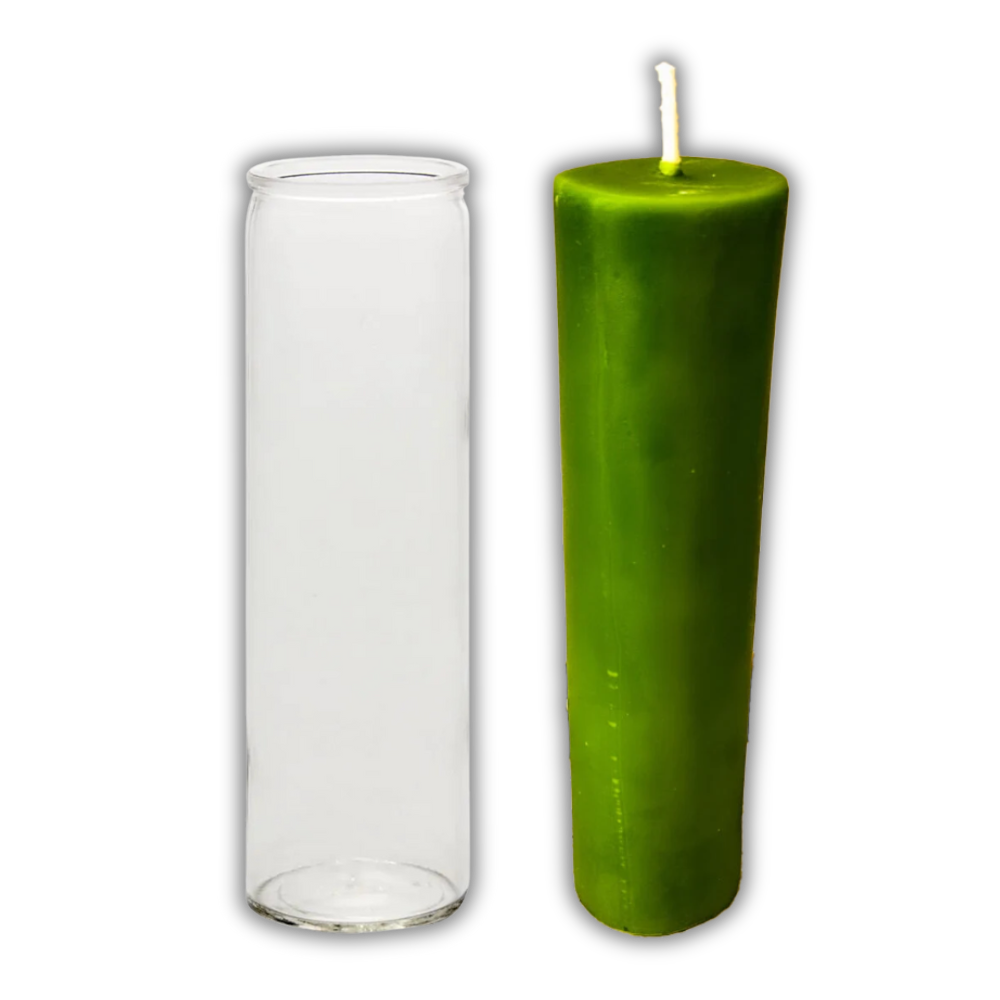 Green Beeswax Vigil Candle and Vigil Refill