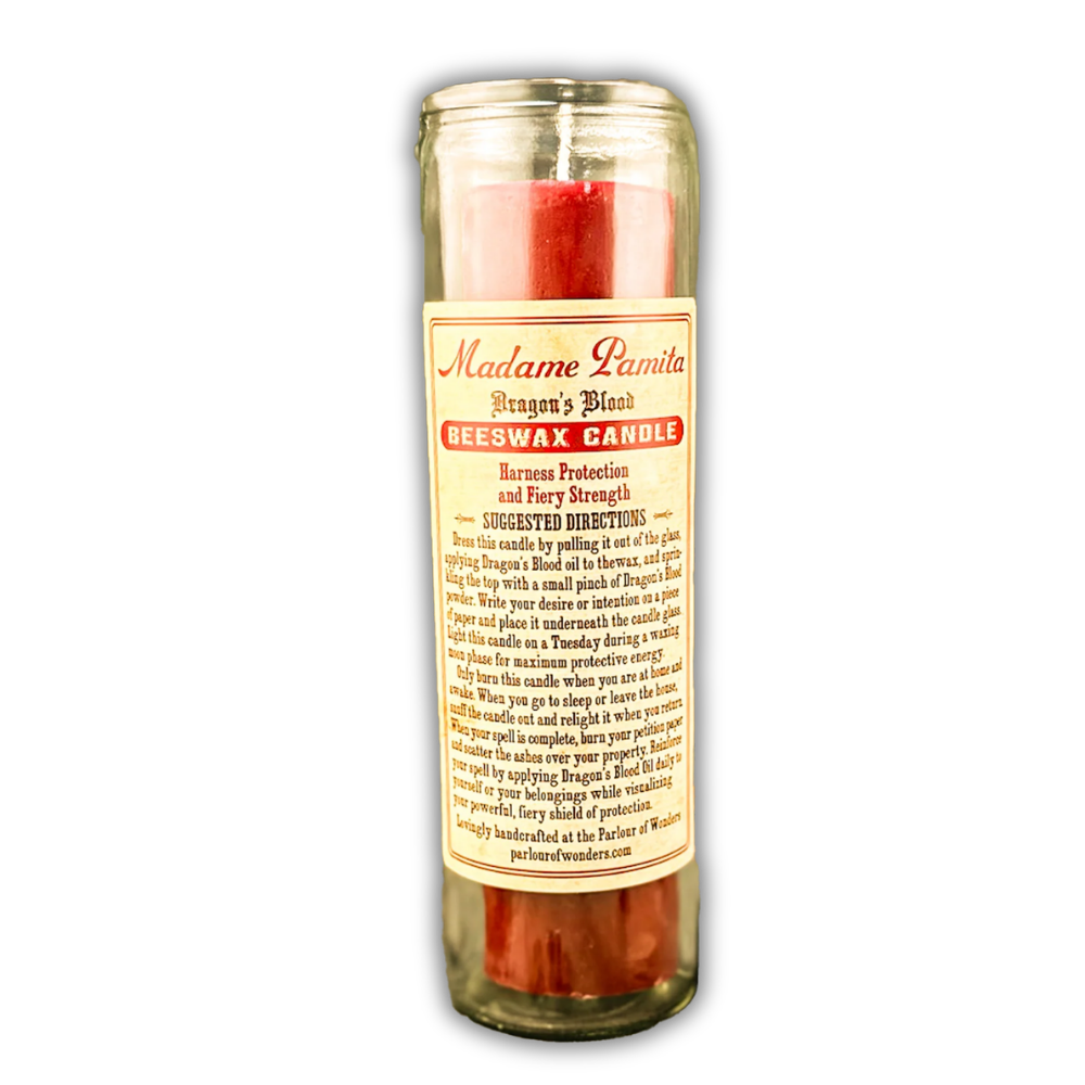 Dragon's Blood Beeswax Vigil Spell Candle - Fiery Protection