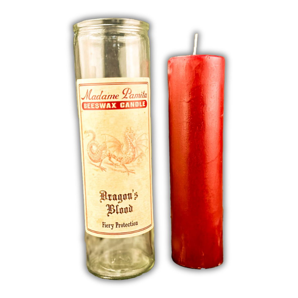 Dragon's Blood Beeswax Vigil Spell Candle - Fiery Protection