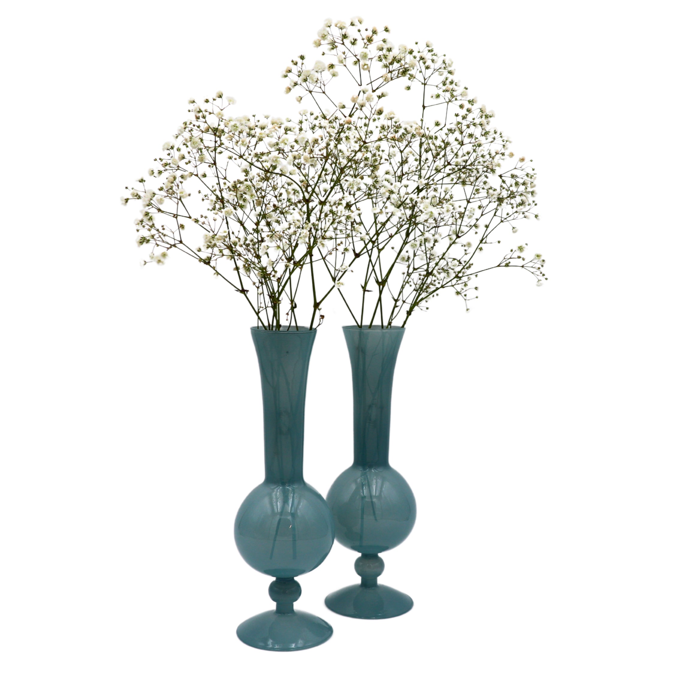 Frosted Blue Haze Vase - Pair