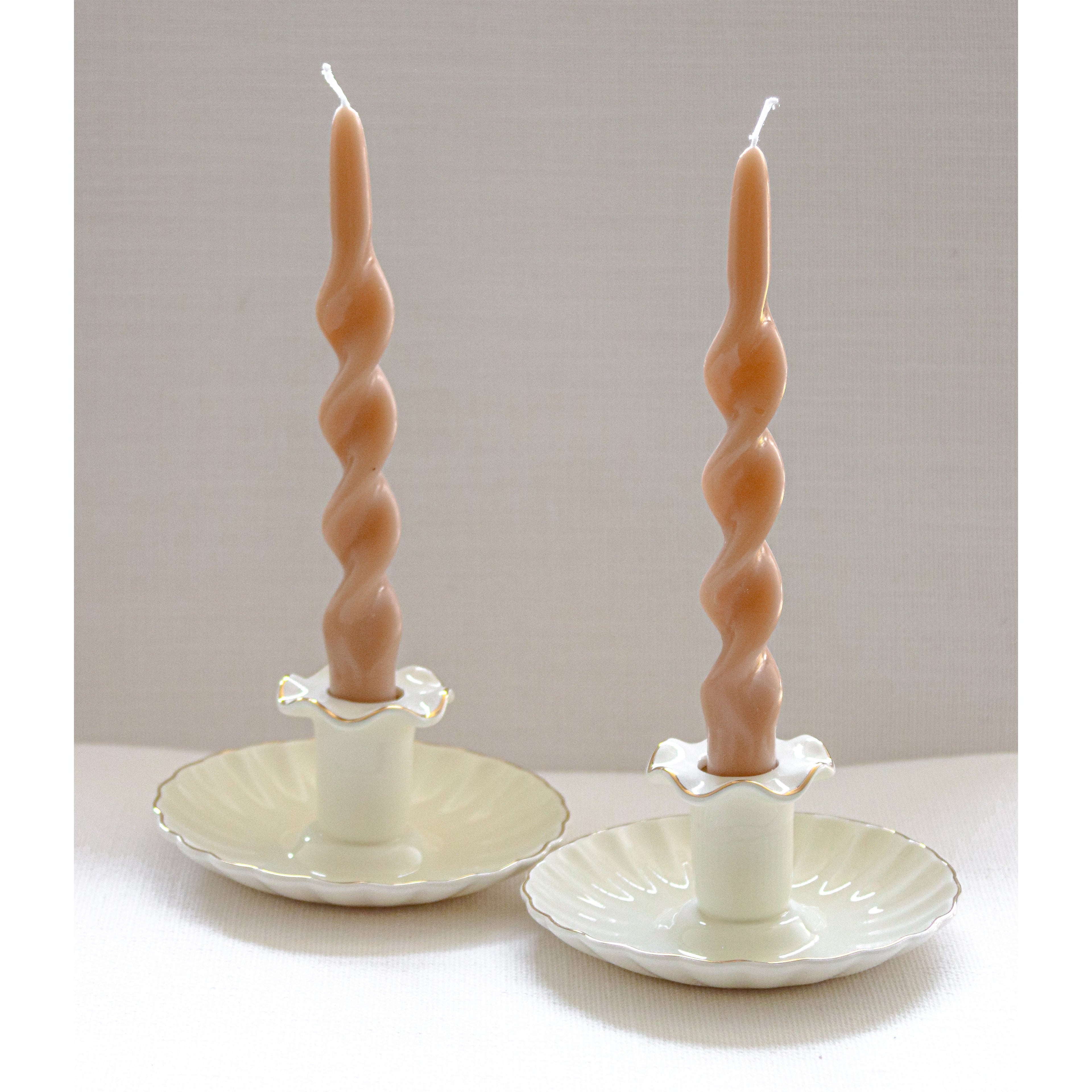 Gilded Cream Candle Holder - Pair