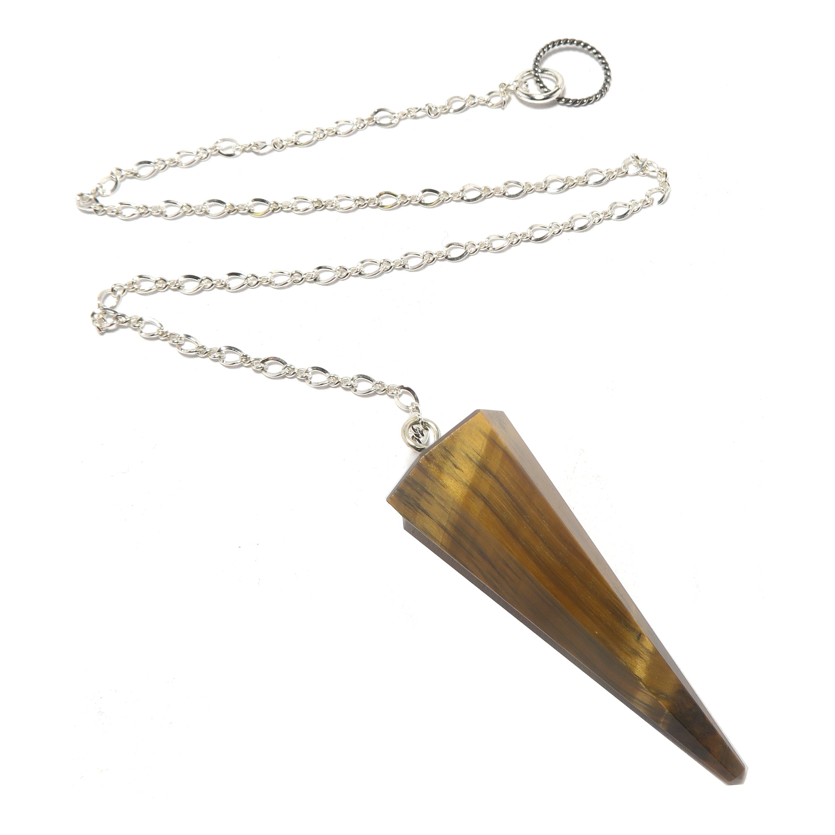 Tigers Eye Pendulum Dowser Stone Sterling Silver