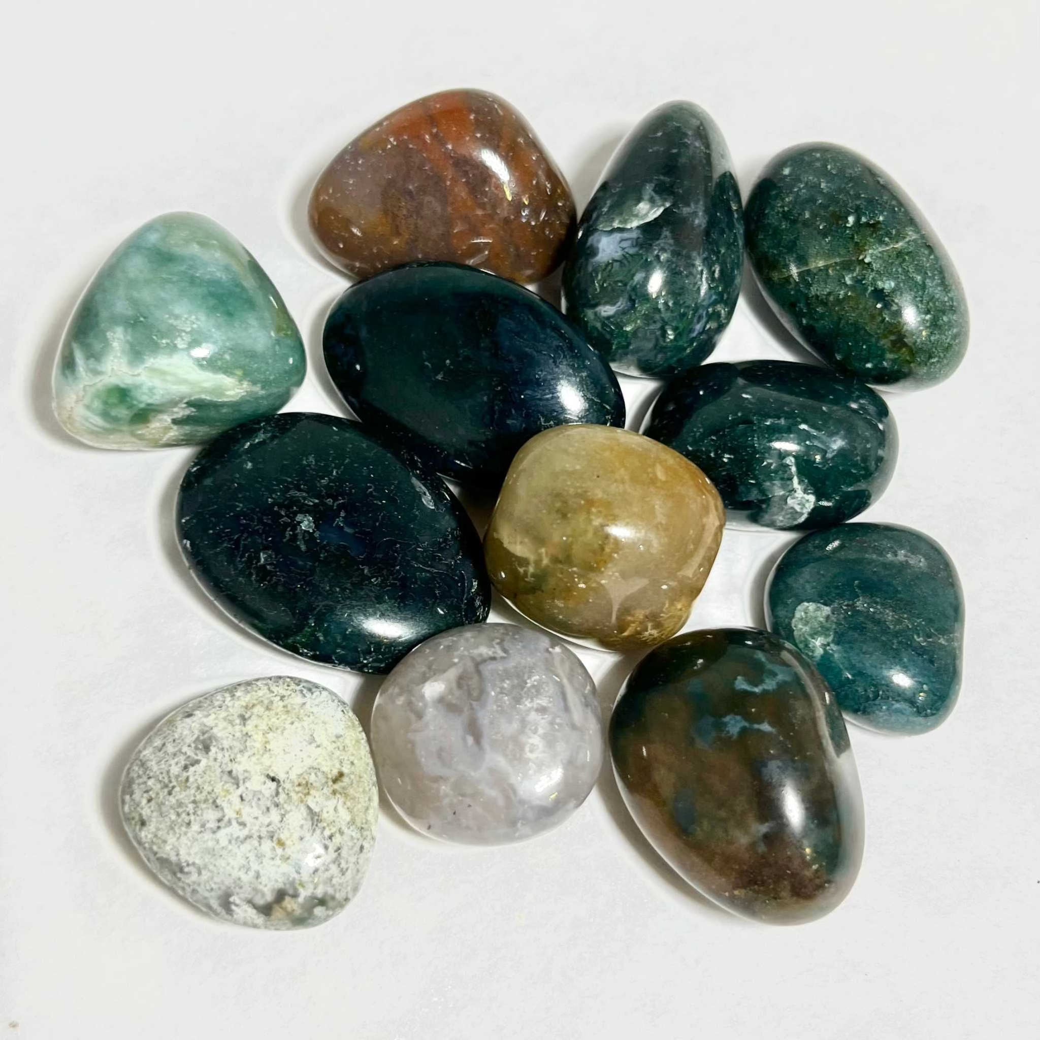 Moss Agate Tumbled Pocket Stone
