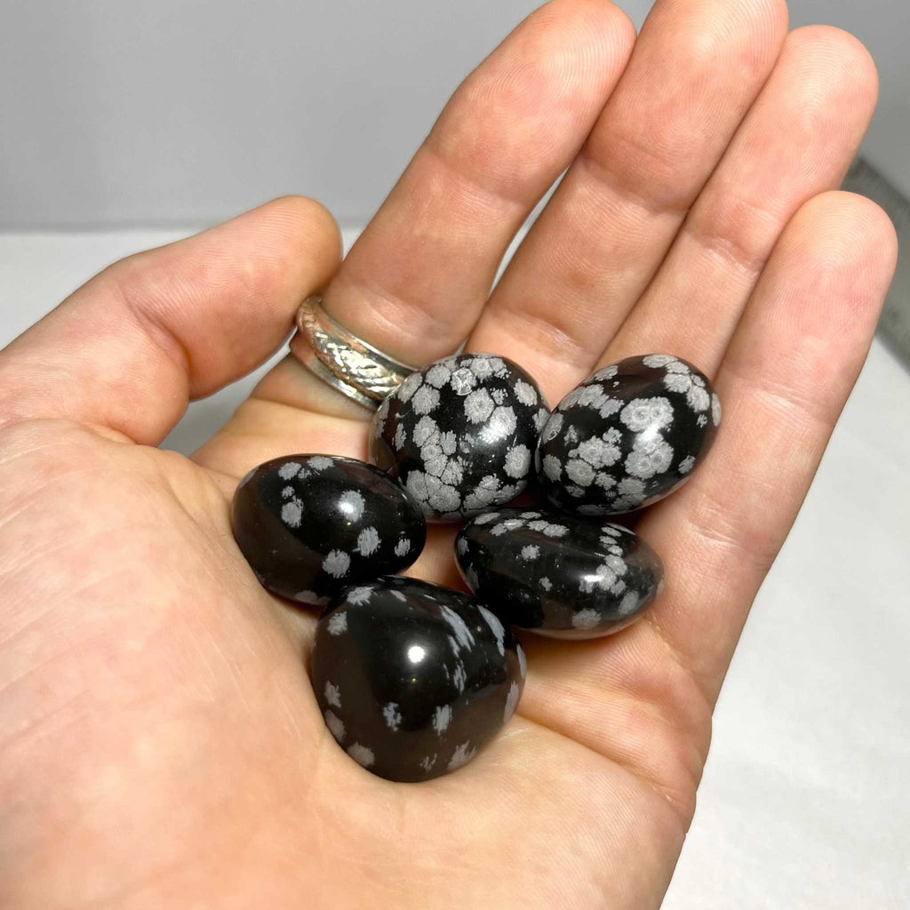 Snowflake Obsidian Pattern Snowflake Obsidian Tumbled Stone – The Love Witch