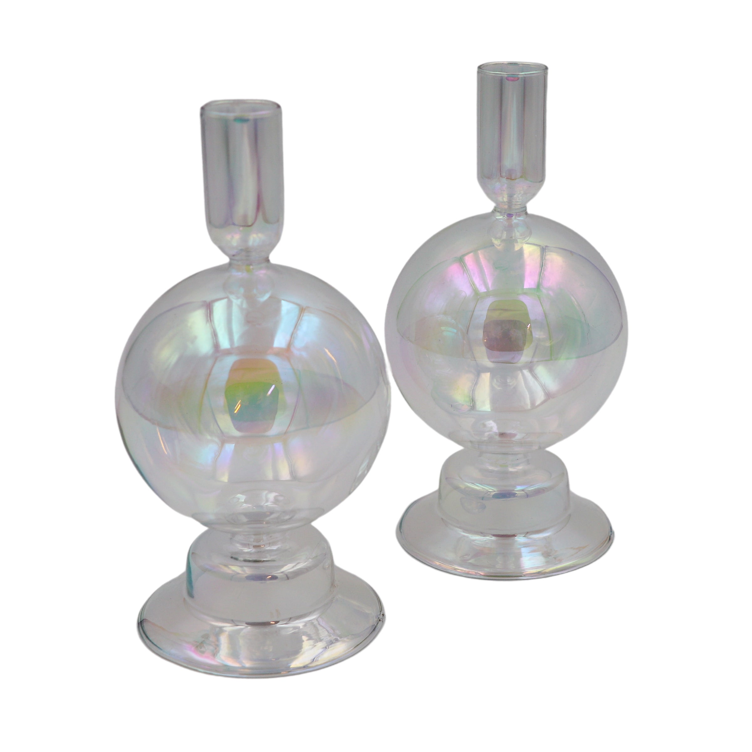 Rainbow Prism Bauble Candle Holder - Pair