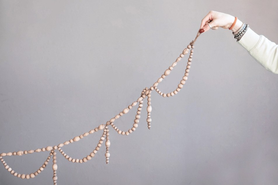 Paulownia Wood Bead Swag Garland, Brown 72"L