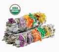 Rainbow Daisies White Sage Smudge Stick (4 in.)