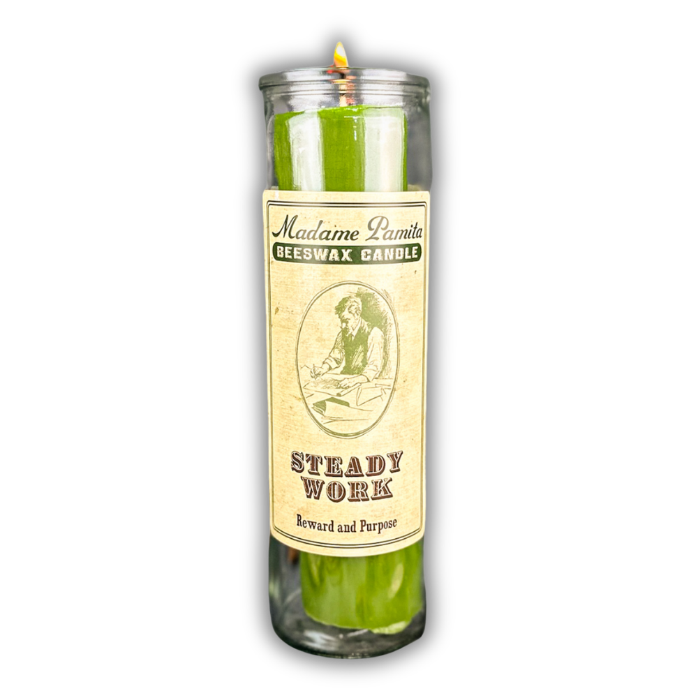 Steady Work Beeswax Vigil Spell Candle - Keep Income Flowing