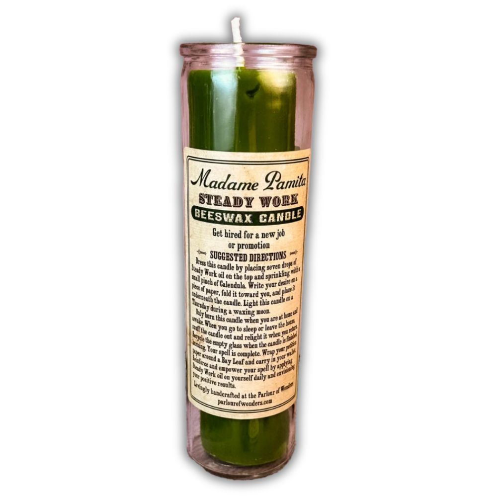 Steady Work Beeswax Vigil Spell Candle - Keep Income Flowing