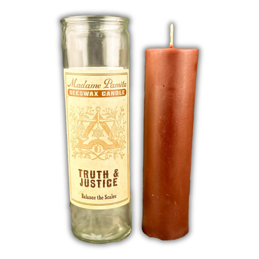 Truth & Justice Beeswax Vigil Spell Candle - Court Cases & Fairness
