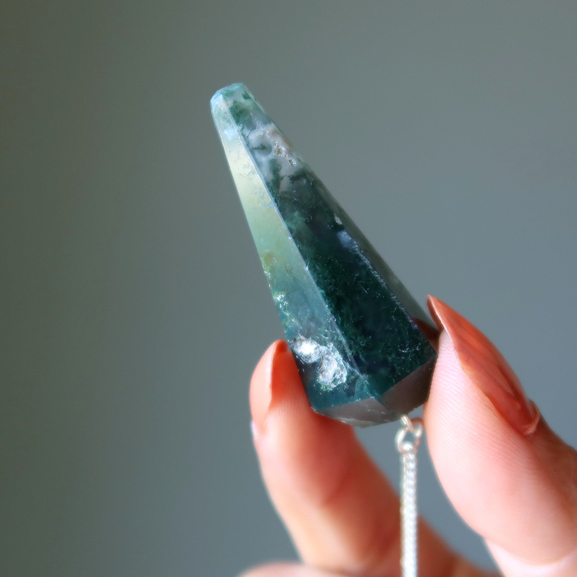Moss Agate Pendulum Swing of Things Stone