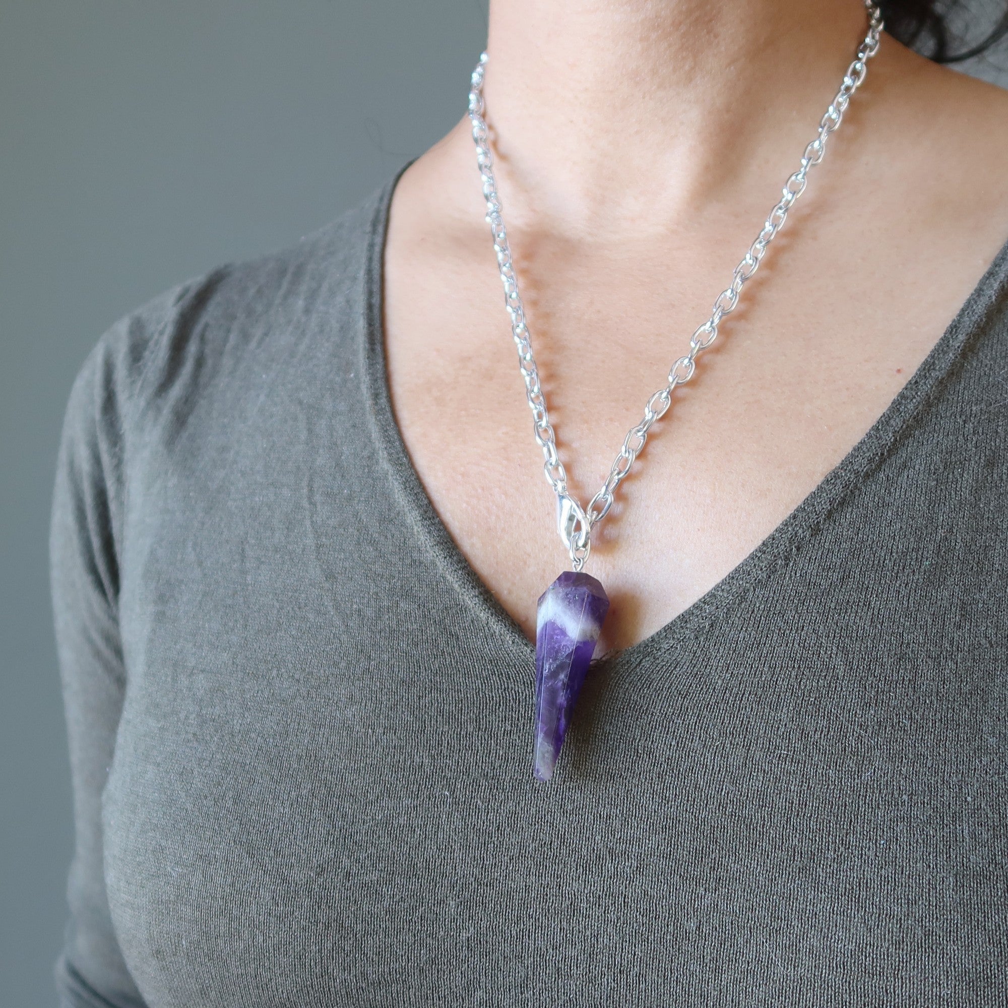 Amethyst Necklace Purple Pendulum On the Go