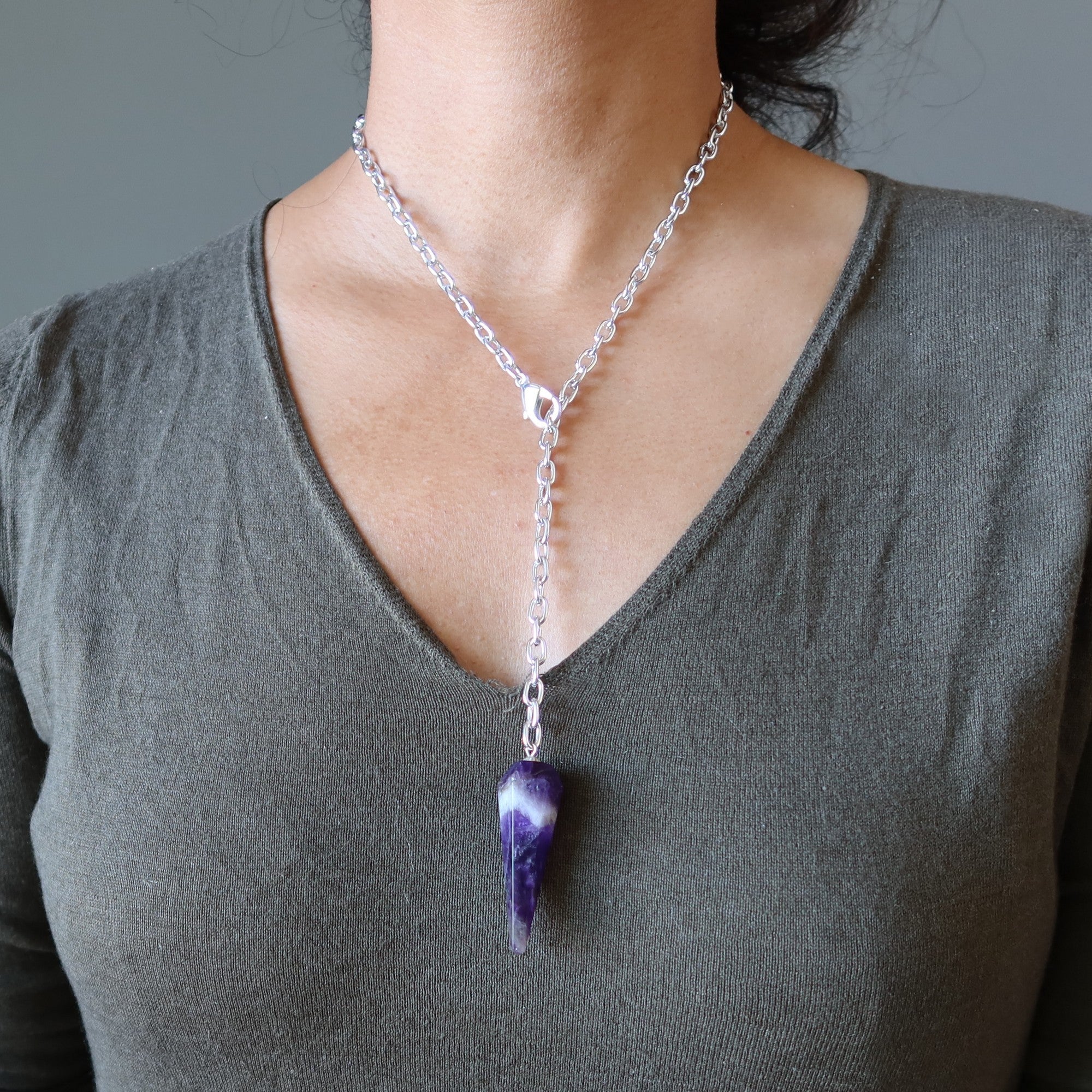 Amethyst Necklace Purple Pendulum On the Go
