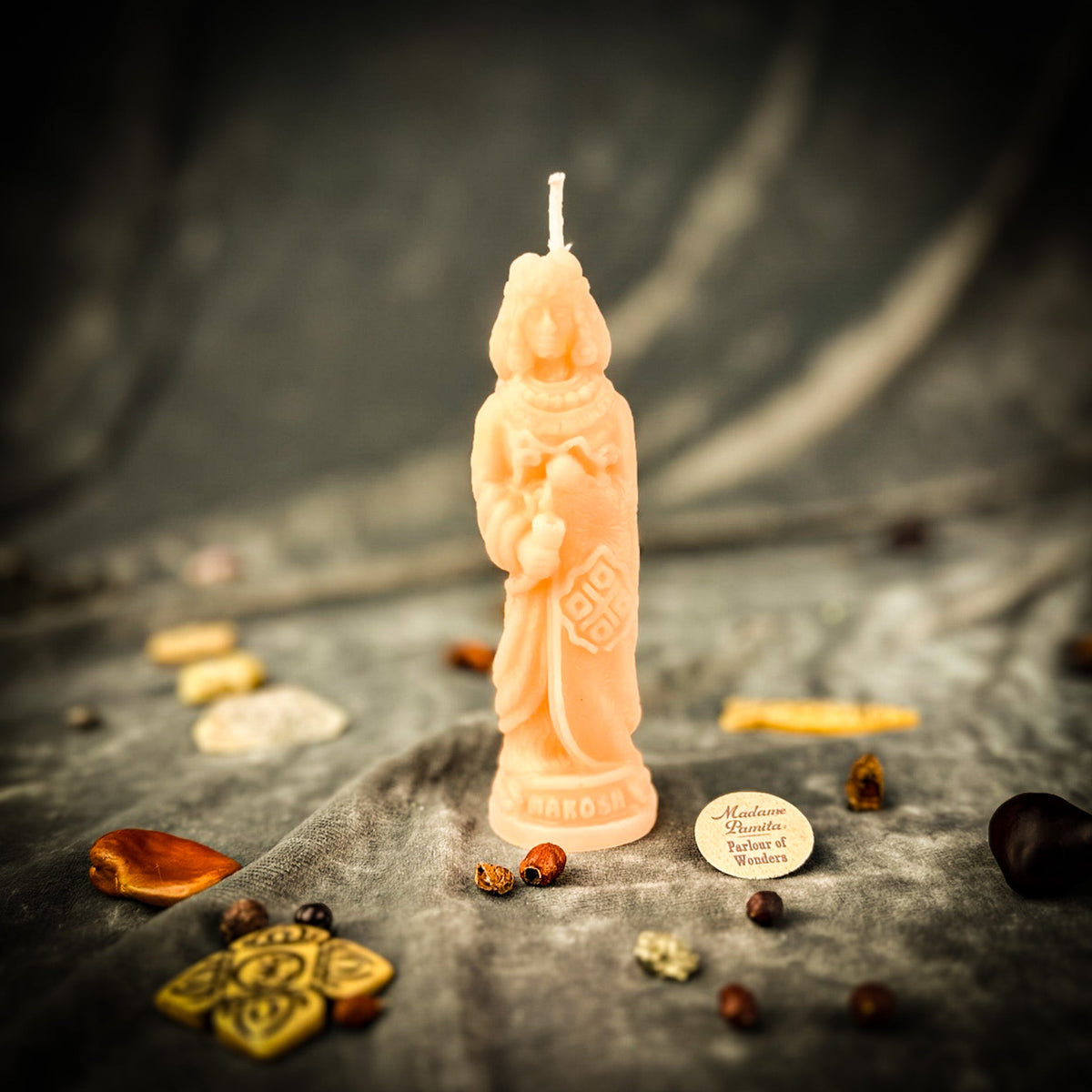 Beeswax Makosh Goddess Spell Candle | Abundance, Fertility & Destiny