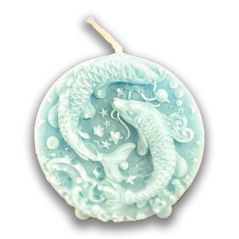 Beeswax Pisces Fish Zodiac Spell Candle