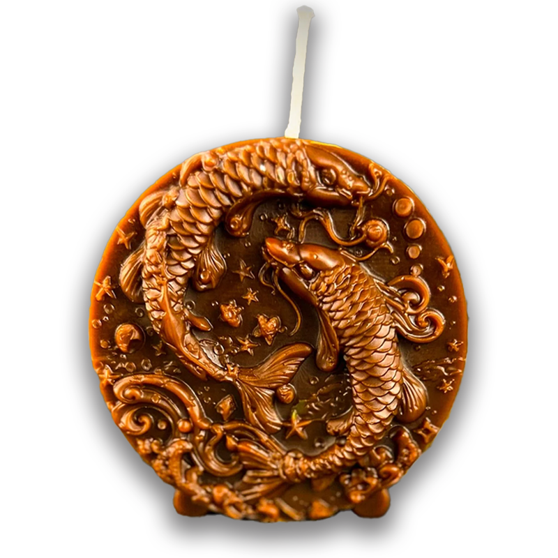 Beeswax Pisces Fish Zodiac Spell Candle