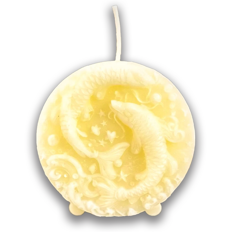 Beeswax Pisces Fish Zodiac Spell Candle