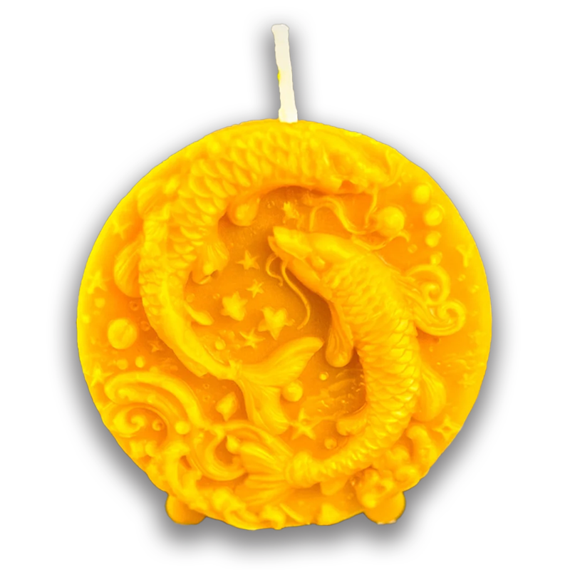 Beeswax Pisces Fish Zodiac Spell Candle