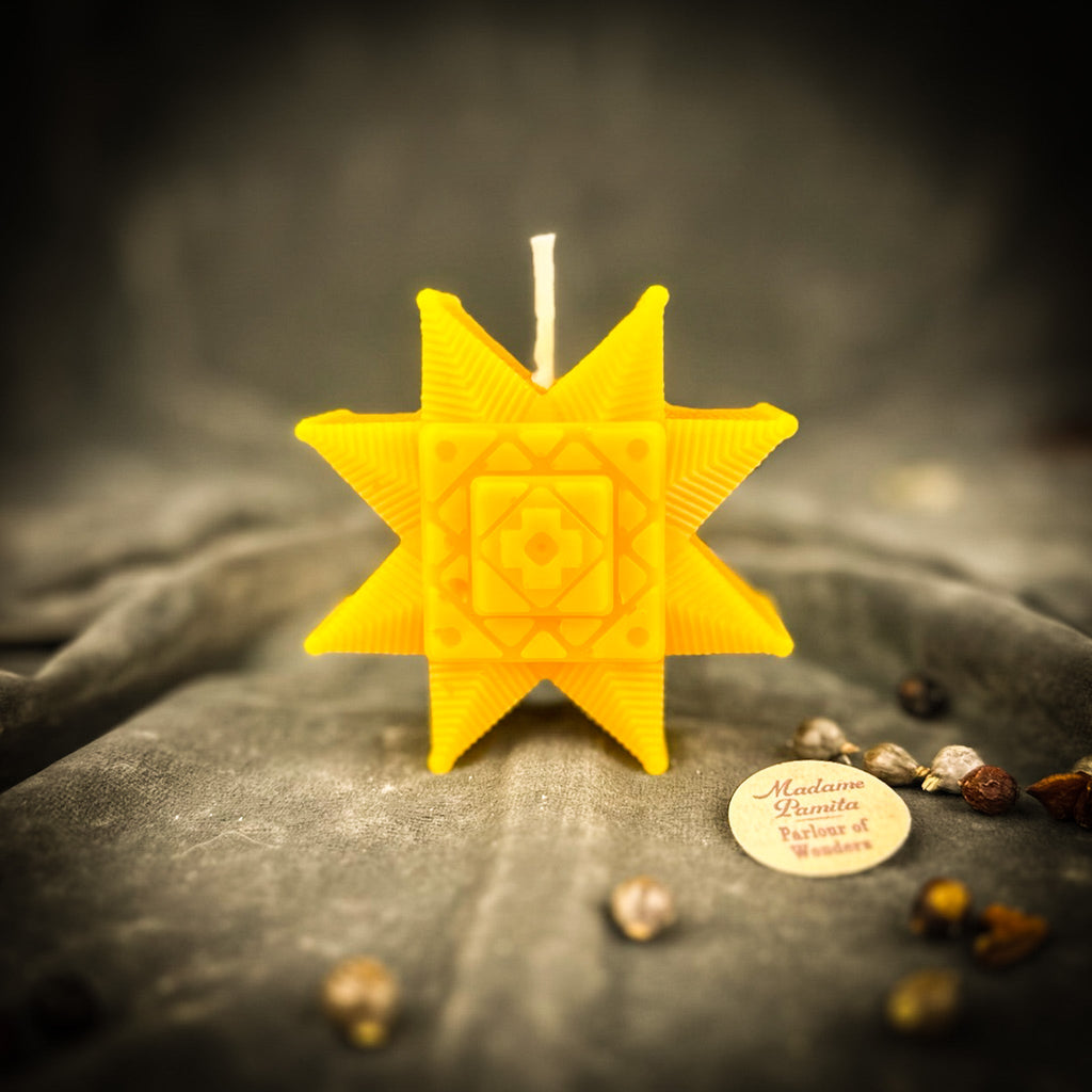 Beeswax Slavic Ruzha Sunburst Spell Candle