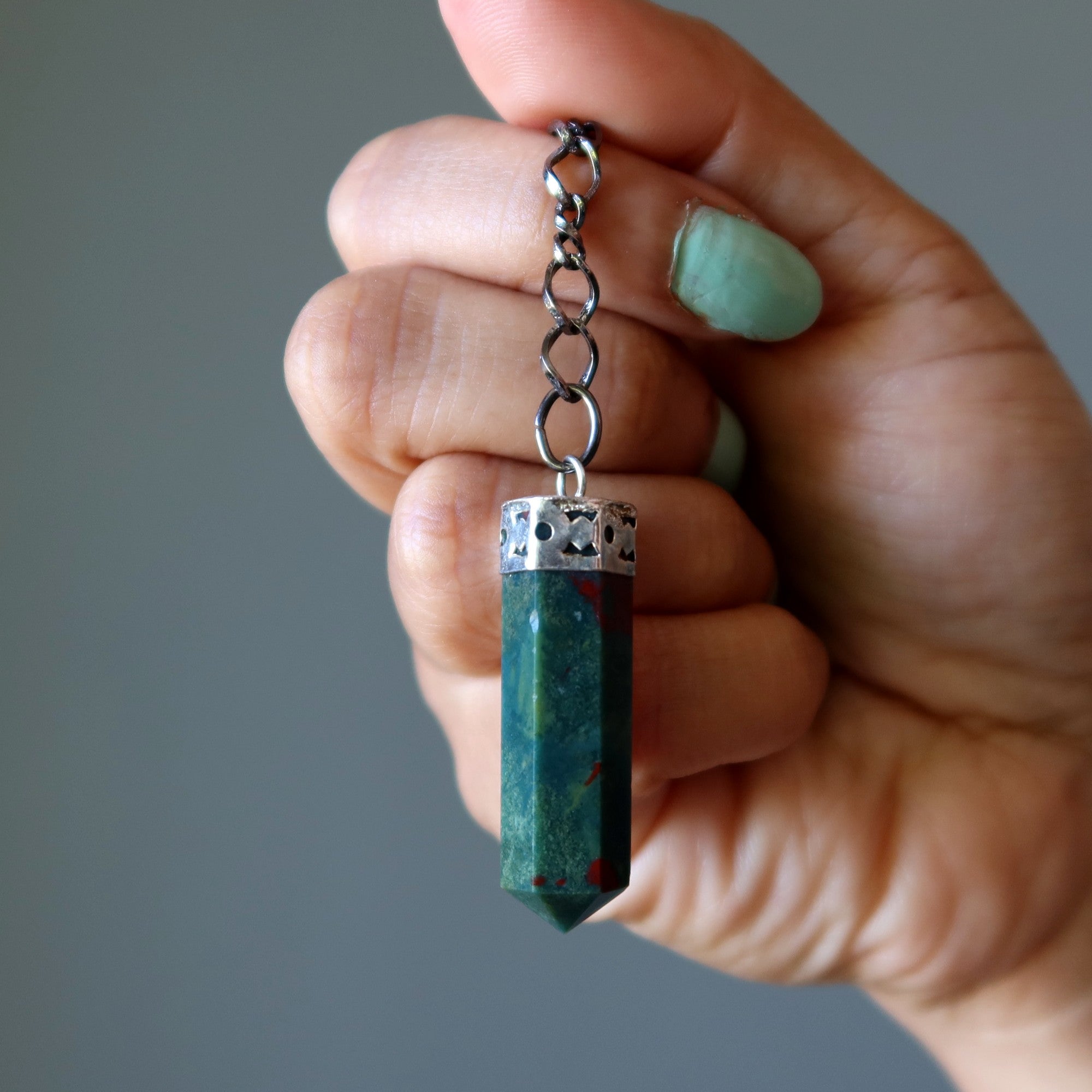 Bloodstone Necklace Pendulum On the Go Point