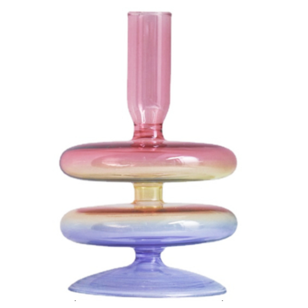 Three Colors Glass Candlestick Holder