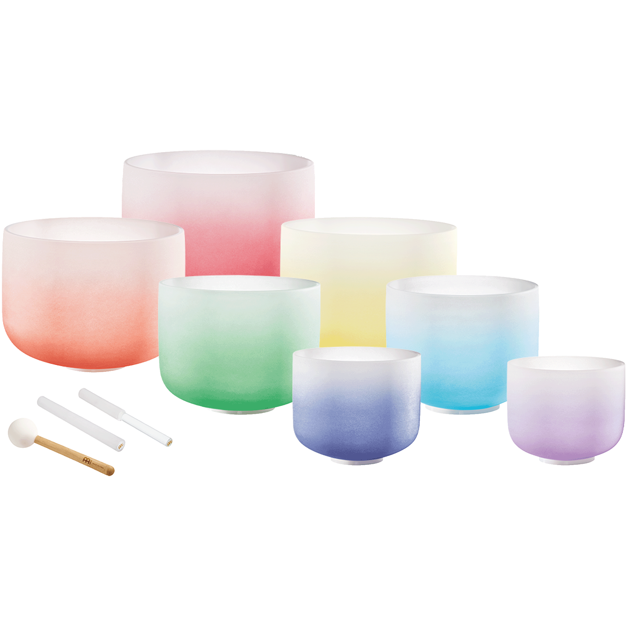 7 Chakra Color Quartz Crystal Singing Bowls Set (8"-14")