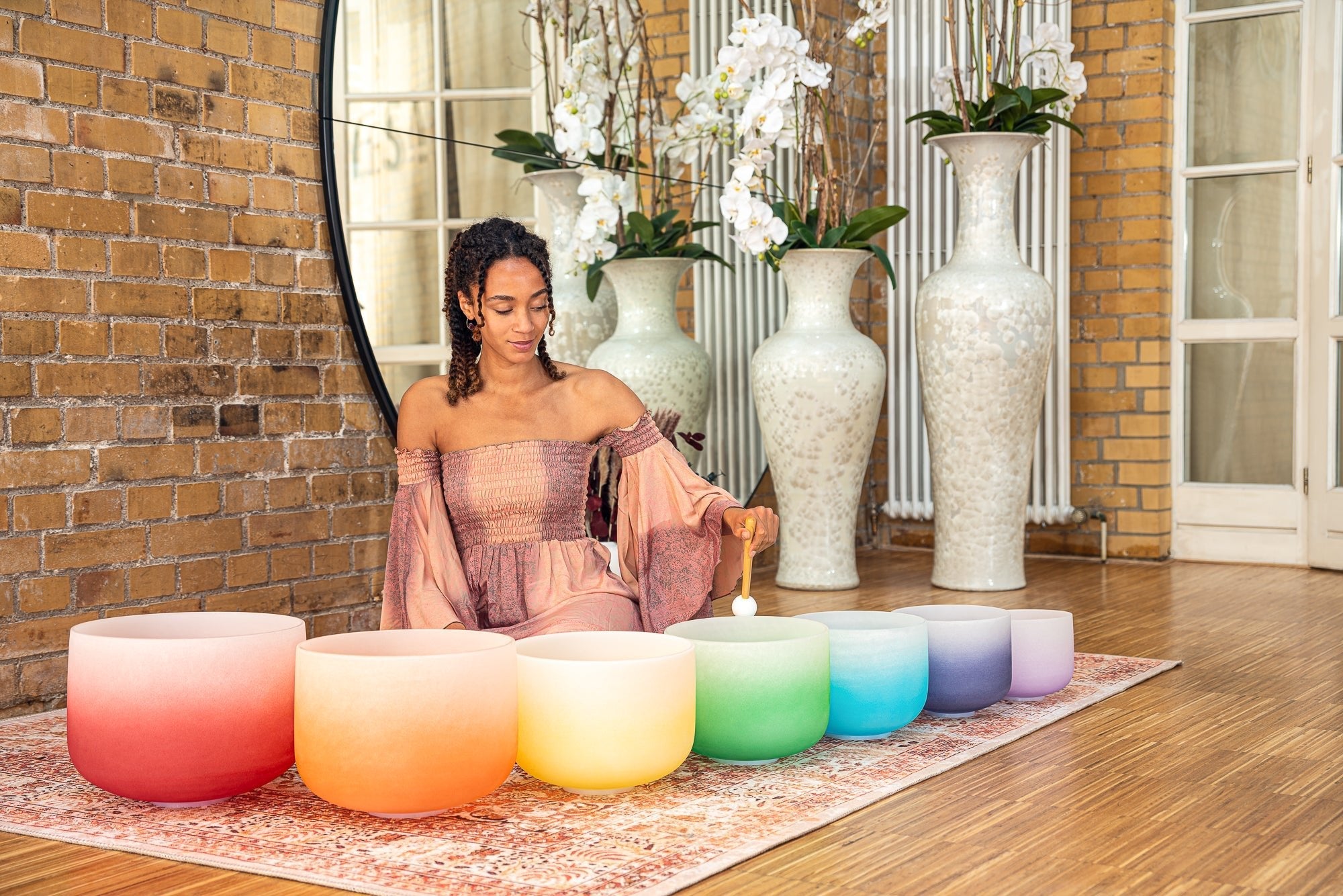 7 Chakra Color Quartz Crystal Singing Bowls Set (8"-14")