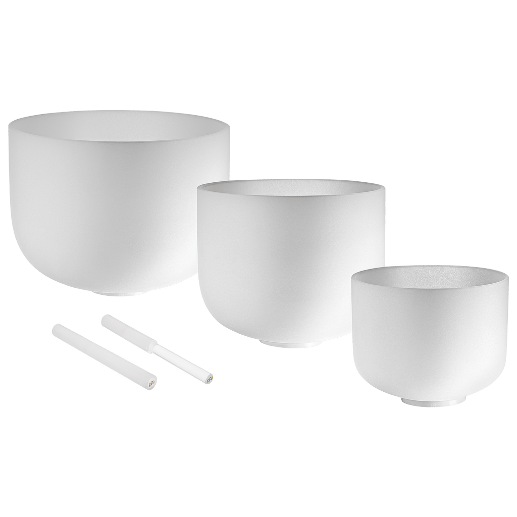 432 Hz Crystal Singing Bowls 8” F4, 10” D4, 12” C4 - Pure Harmony Set