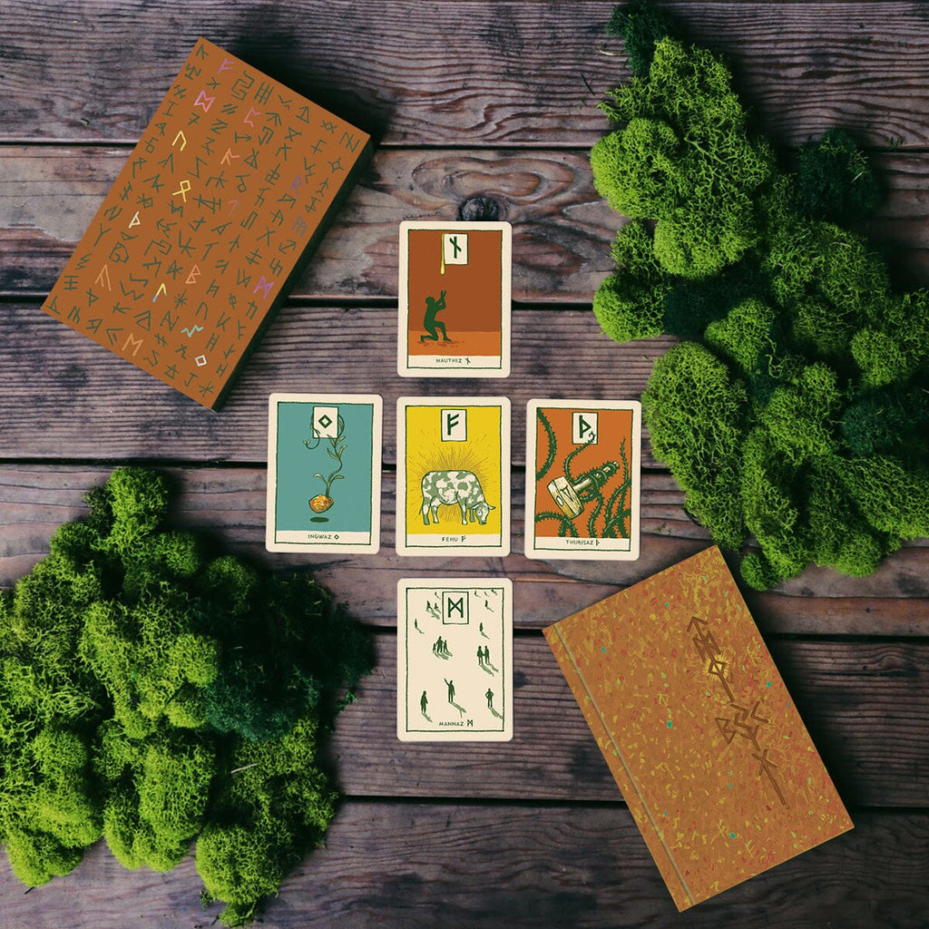 Green Glyphs Runes (Deck + Dice)