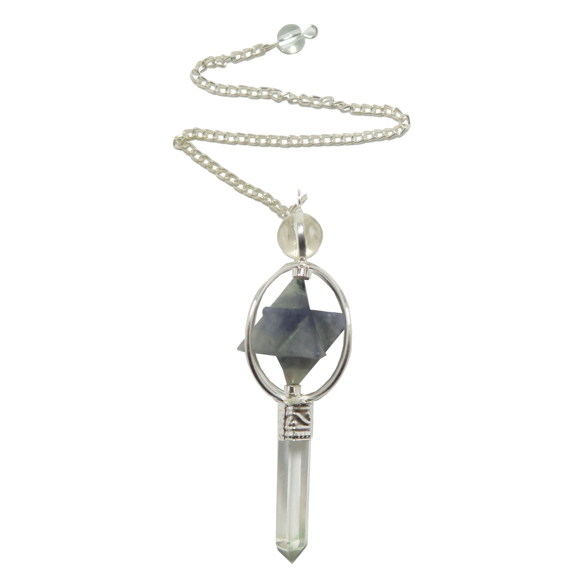 Clear Quartz Pendulum Iolite Merkaba Star