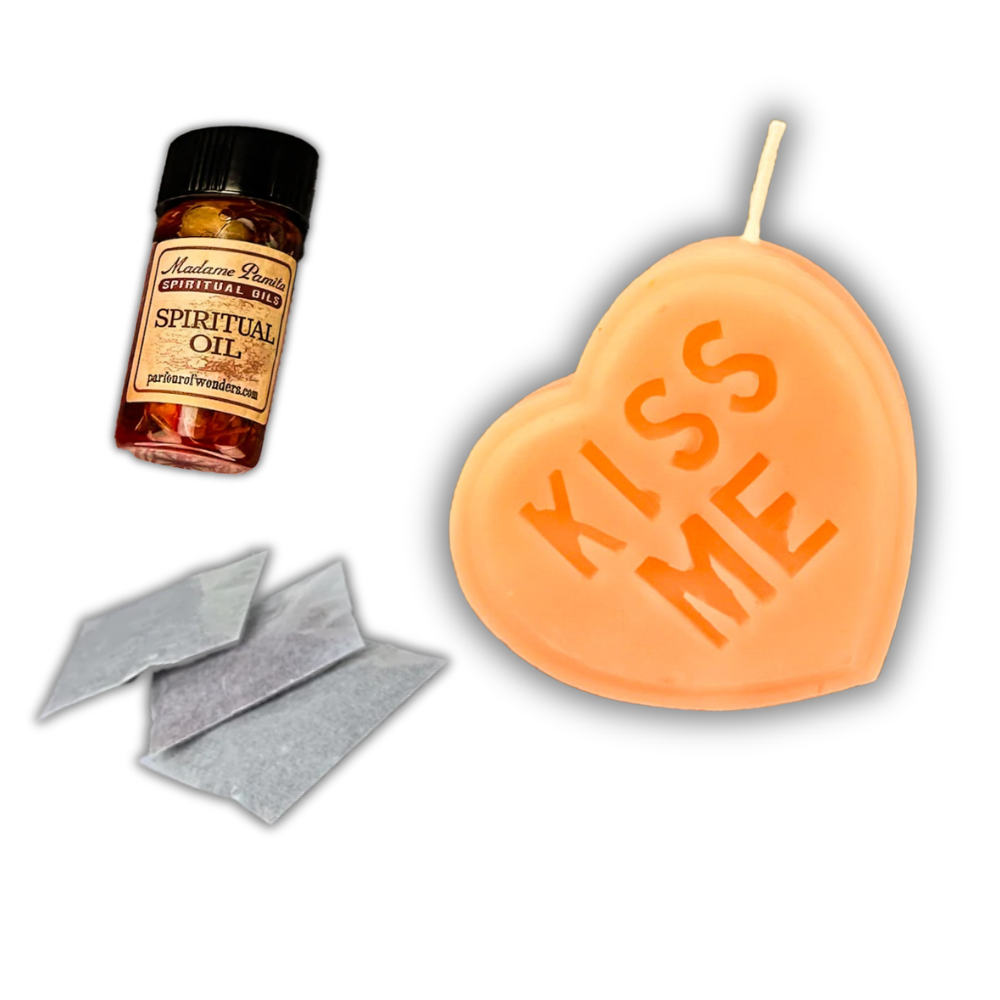 Kiss Me Candle Spell Kit - Ignite Passion & Attract Romantic Attention