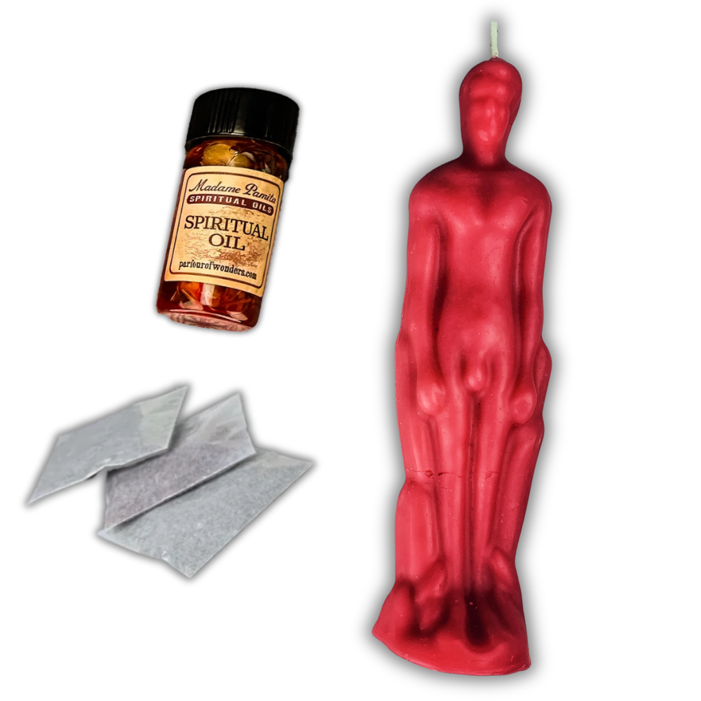 Male Figural Candle Spell Kit - Sympathetic Magic & Personal Power