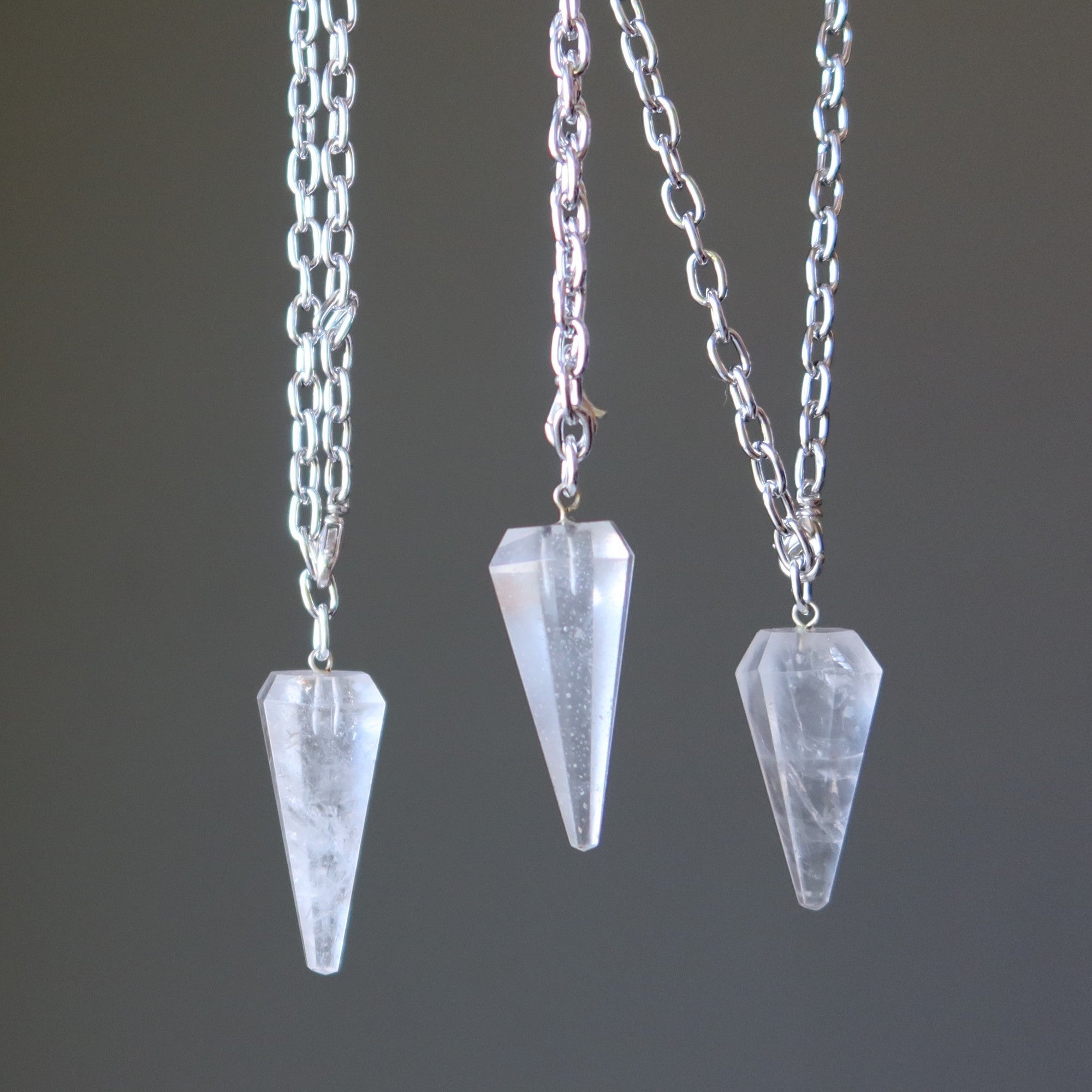 Clear Quartz Necklace Pendulum On the Go Healer