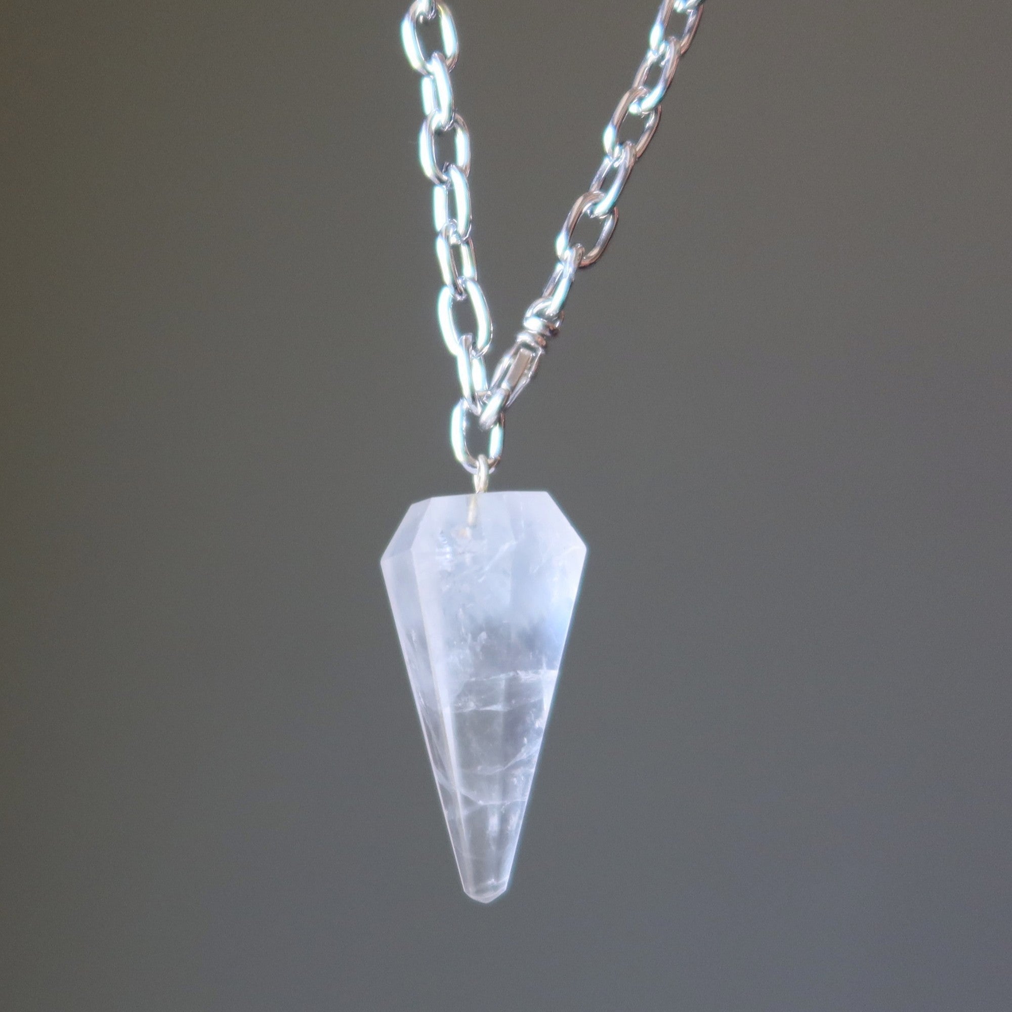 Clear Quartz Necklace Pendulum On the Go Healer
