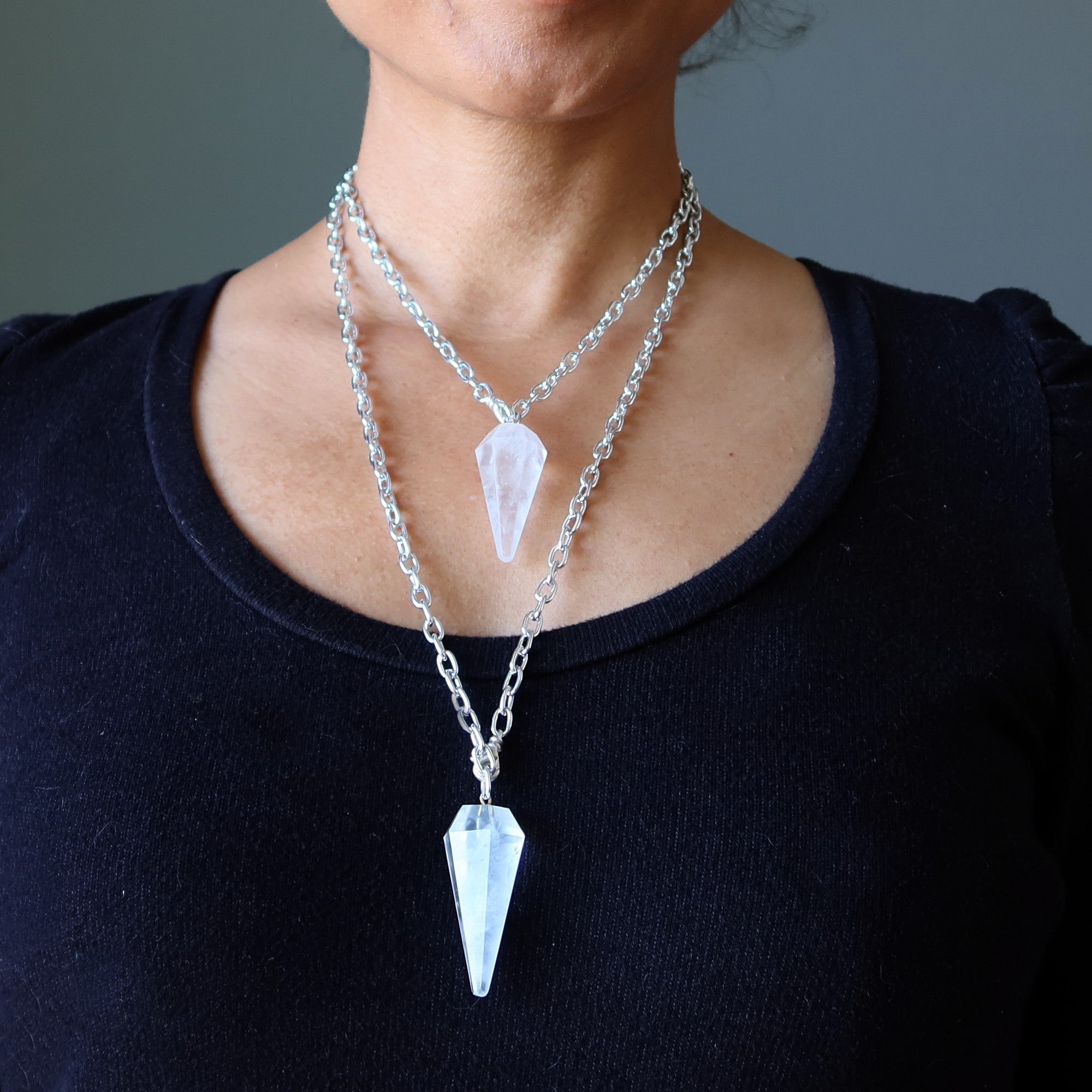 Clear Quartz Necklace Pendulum On the Go Healer