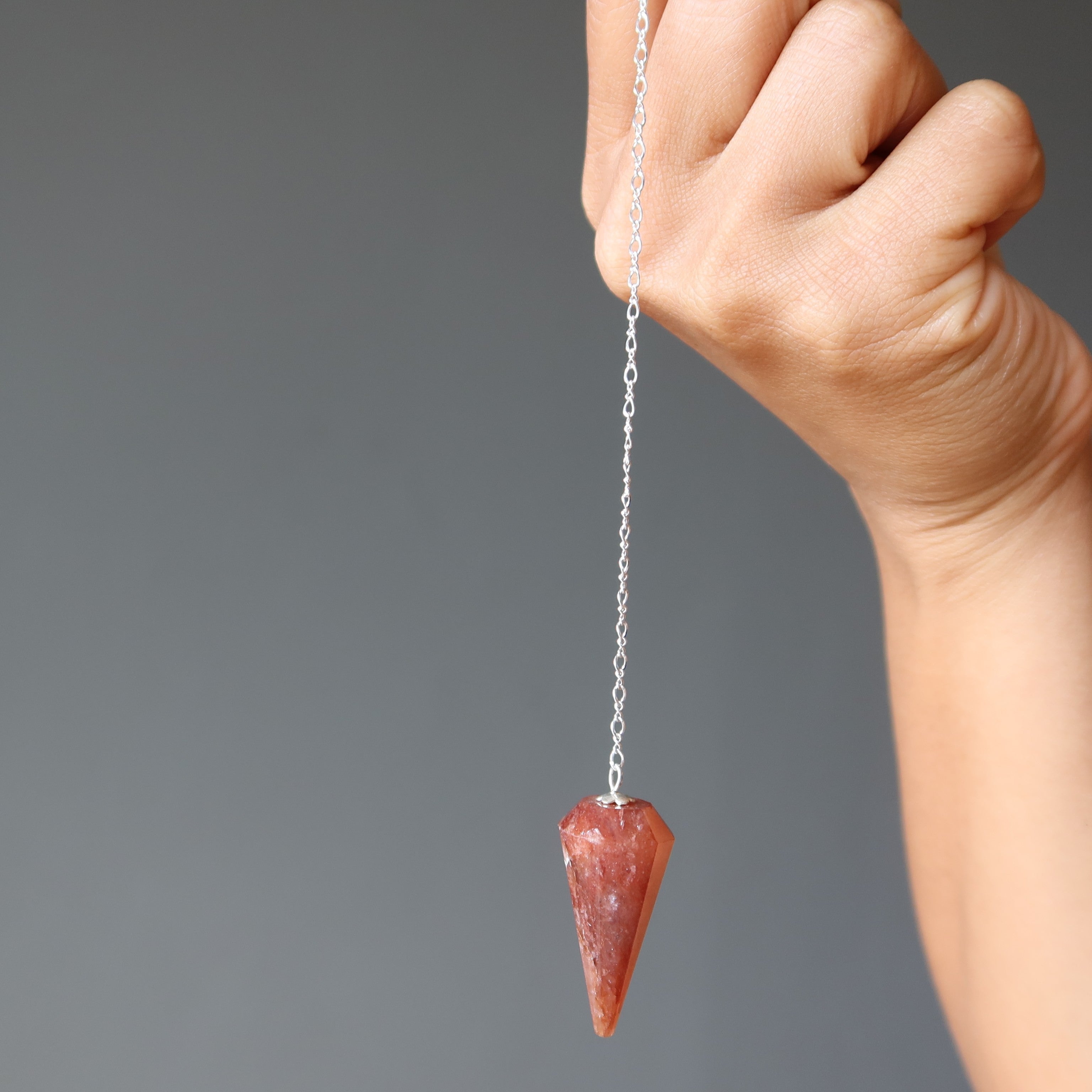 Red Fire Quartz Pendulum Light the Way Sterling Silver