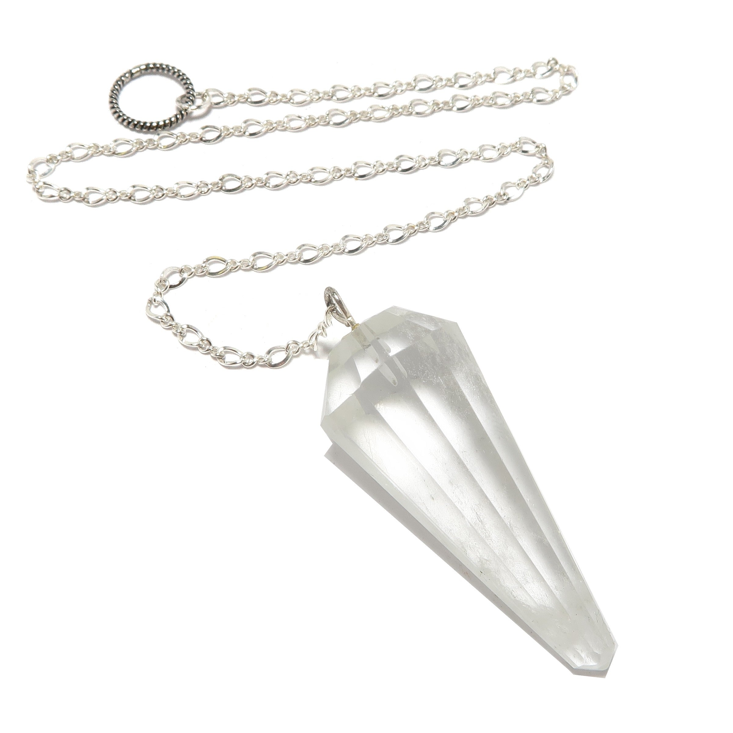 Clear Quartz Pendulum Crystal Divination Dowsing Sterling Silver