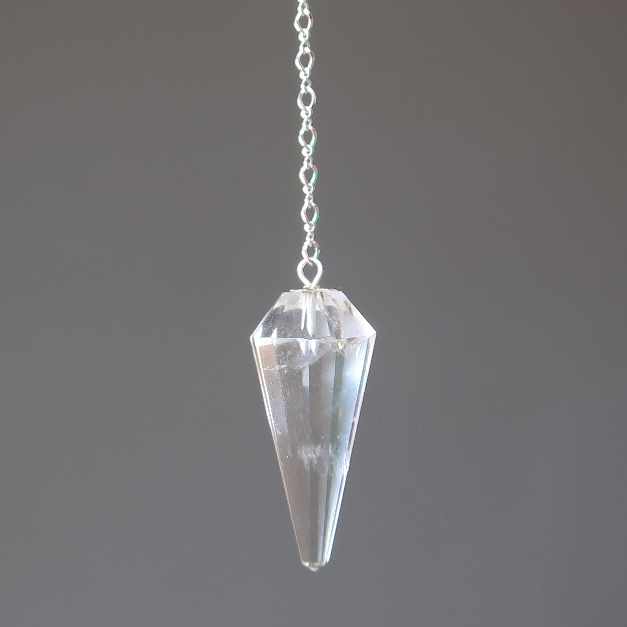 Clear Quartz Pendulum Crystal Divination Dowsing Sterling Silver