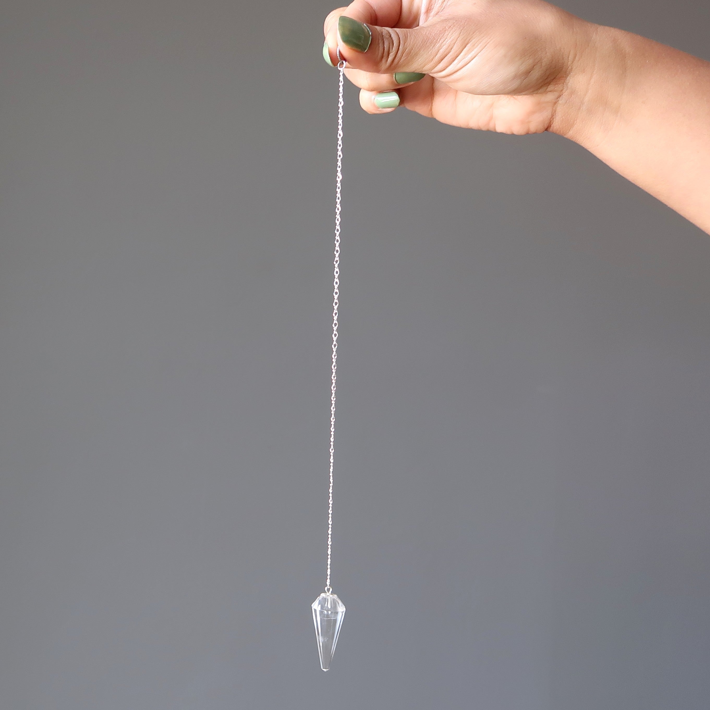 Clear Quartz Pendulum Crystal Divination Dowsing Sterling Silver