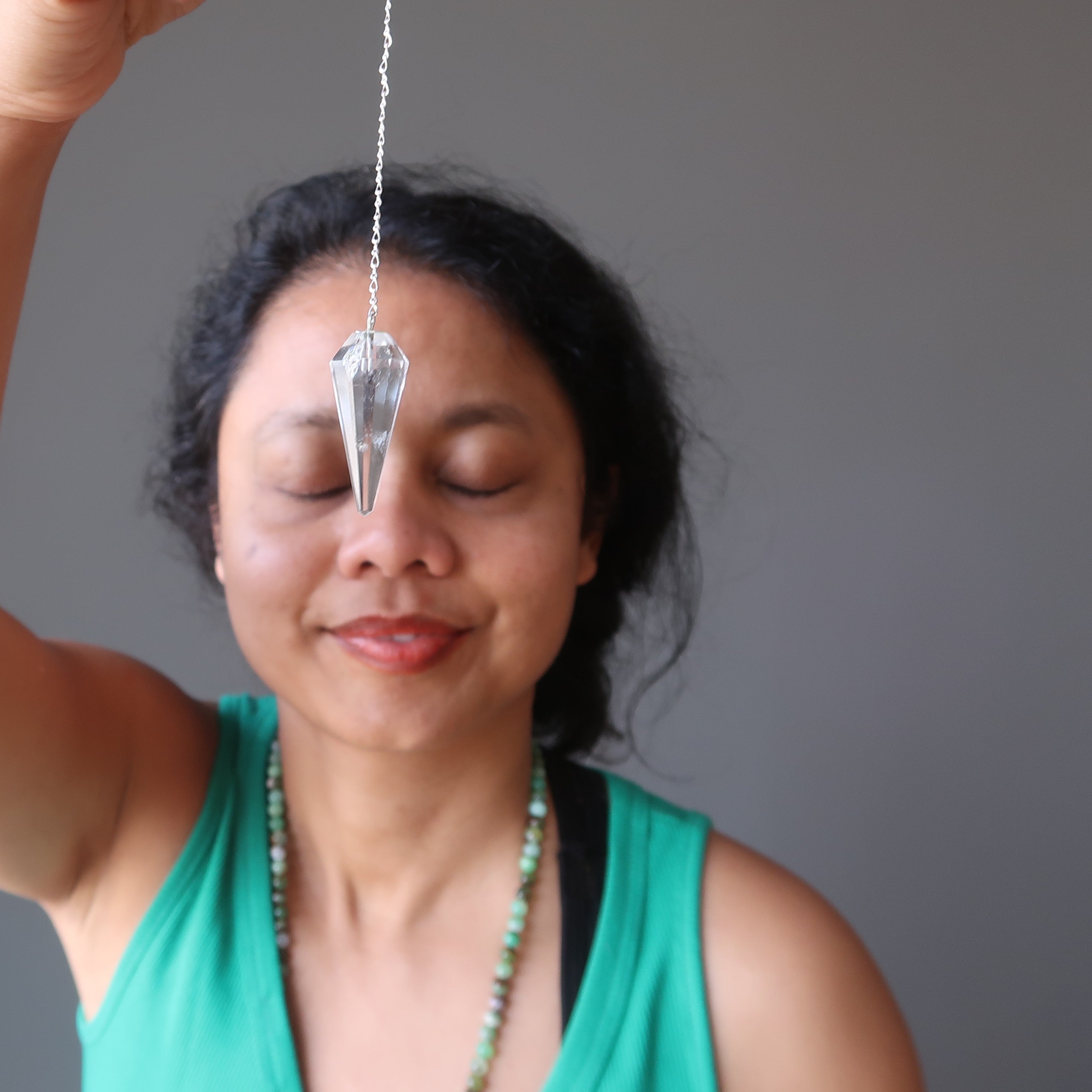 Clear Quartz Pendulum Crystal Divination Dowsing Sterling Silver