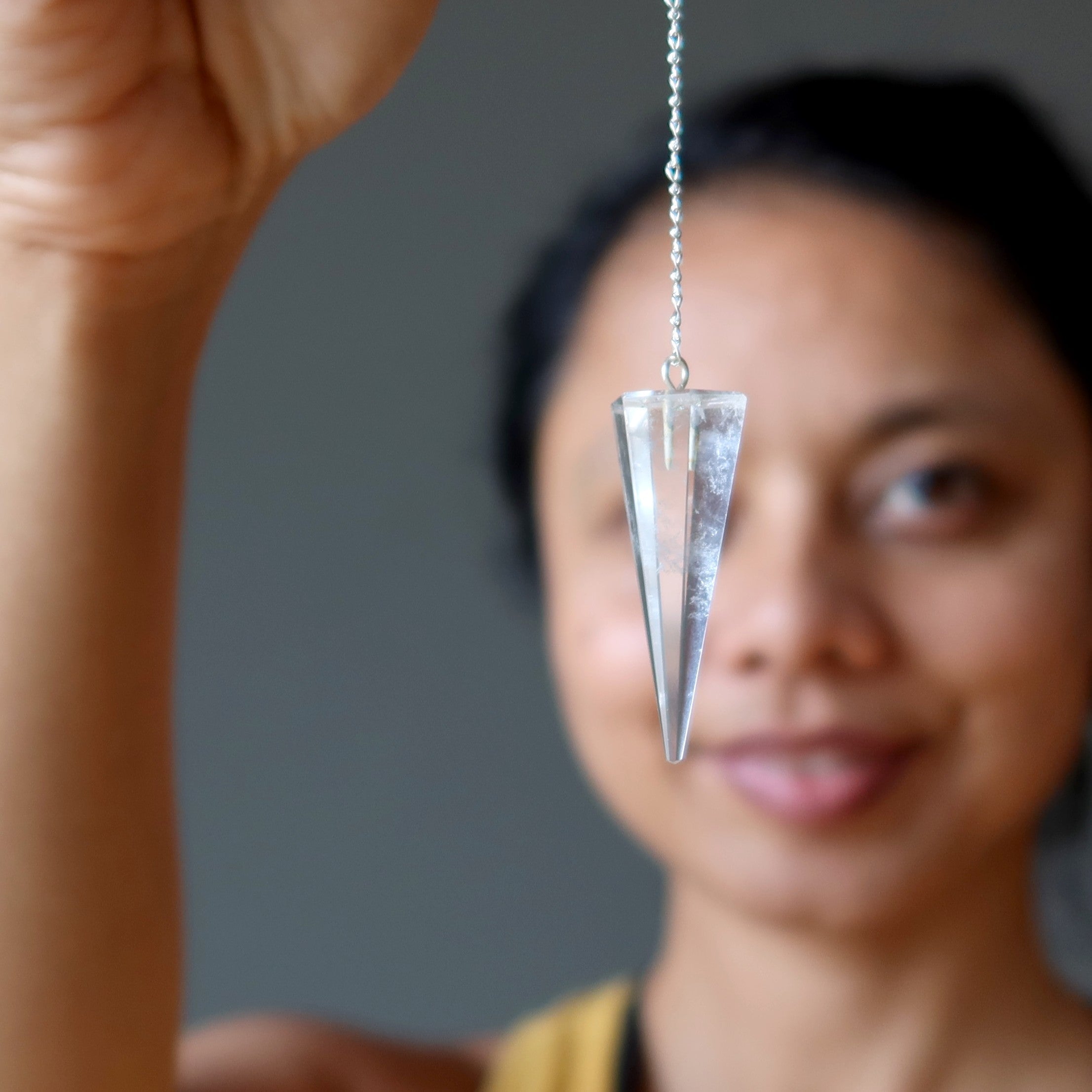 Clear Quartz Pendulum Crystal Sterling Silver