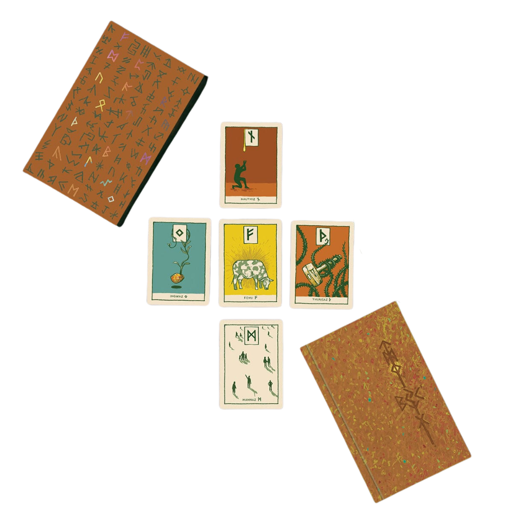 Green Glyphs Runes (Deck + Dice)