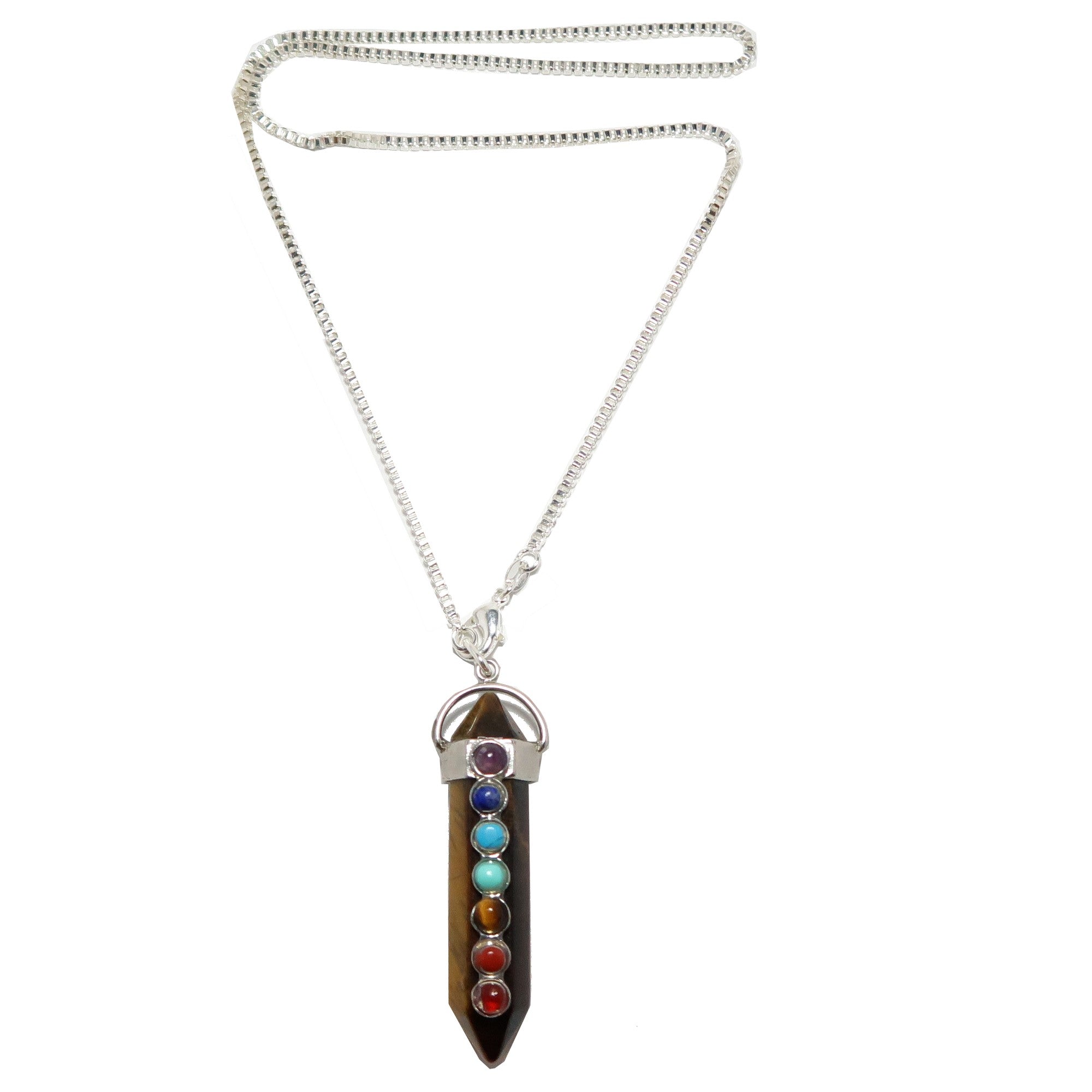 Tigers Eye Necklace Chakra Pendulum Go Sterling Silver